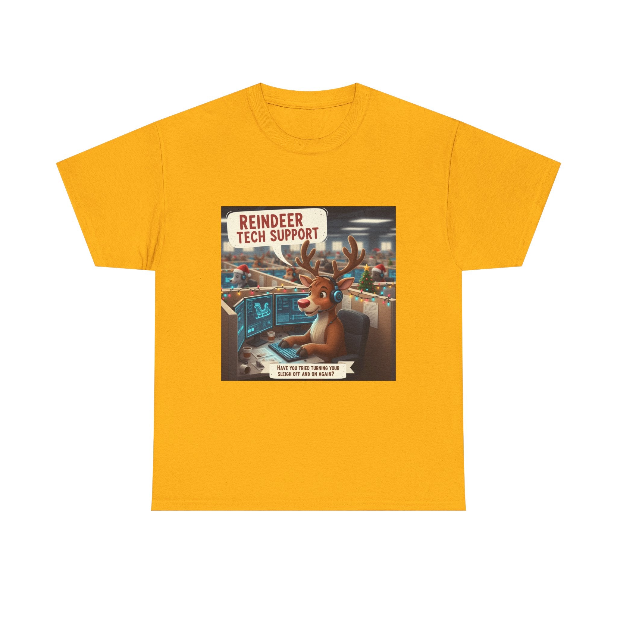Funny Christmas T-Shirt: "Reindeer Tech Support" Holiday Humor Graphic Tee