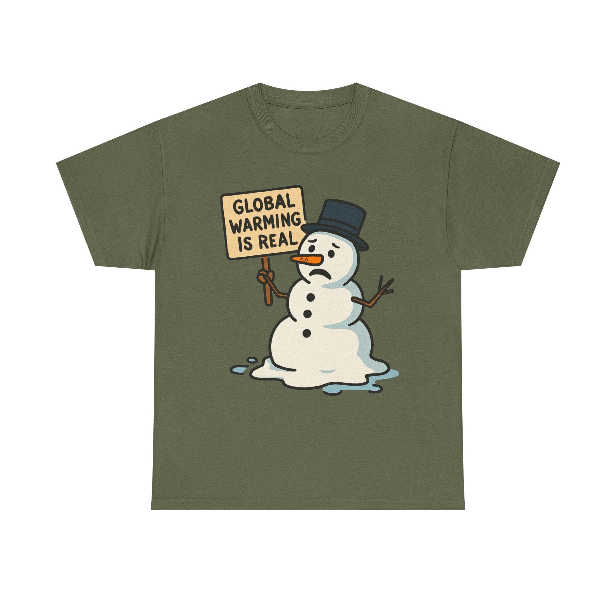 Global Warming is Real T-Shirt | Funny Snowman Climate Change Tee | Environmental Humor Gift | Gildan 5000