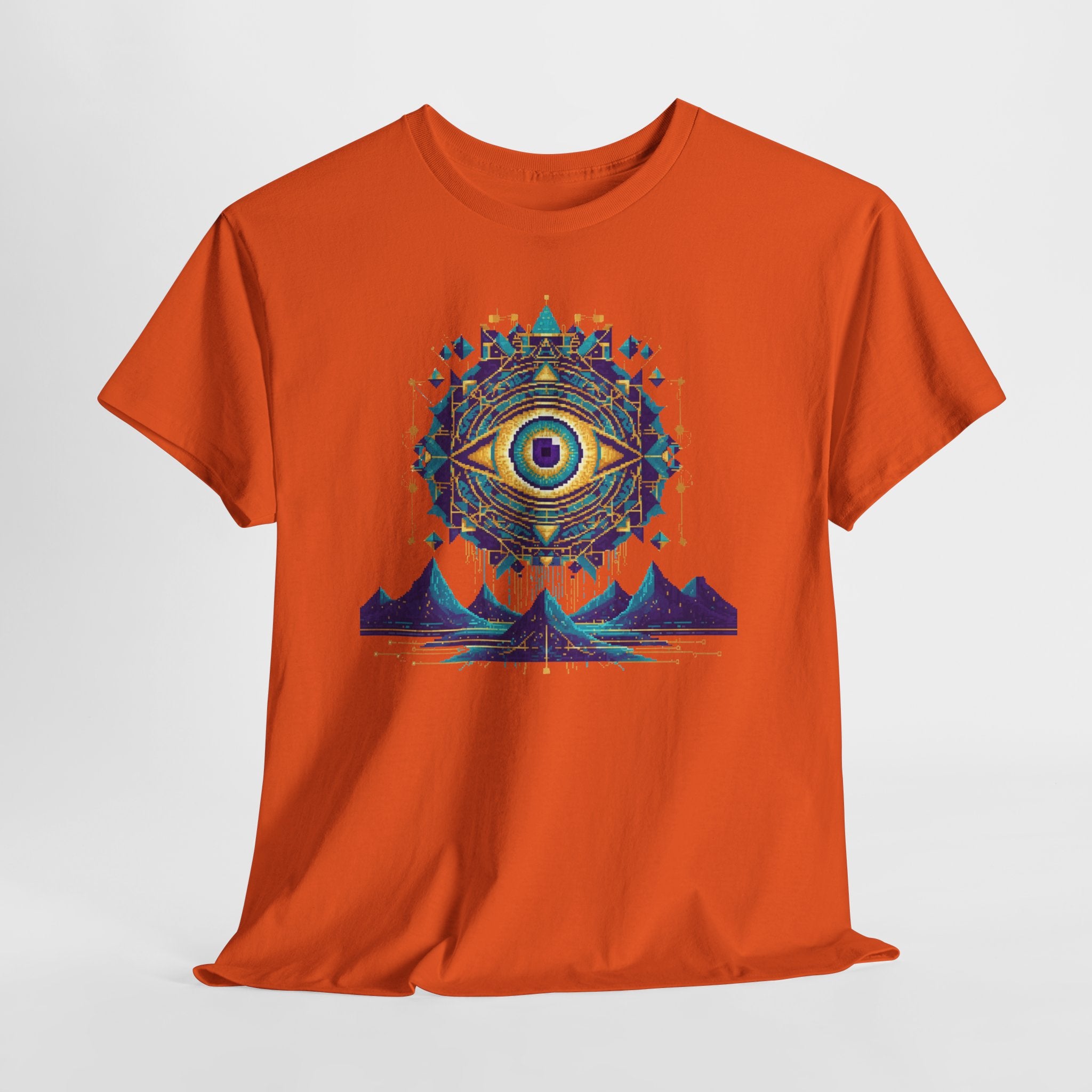 All-Seeing Eye T-Shirt | Pixel Art Sacred Geometry Tee | Psychedelic Third Eye Graphic Shirt | Occult Mandala Gift | Gildan 5000
