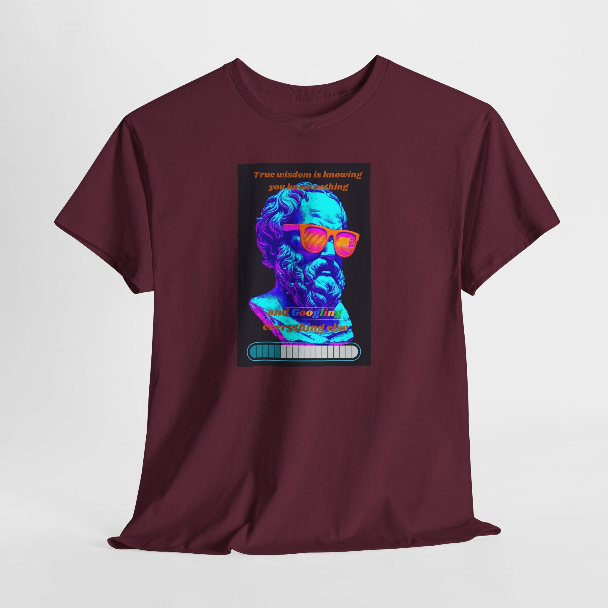 True Wisdom is Googling T-Shirt | Funny Socrates Meme Tee | Vaporwave Philosophy Shirt | Know Nothing Humor Apparel | Gildan 5000