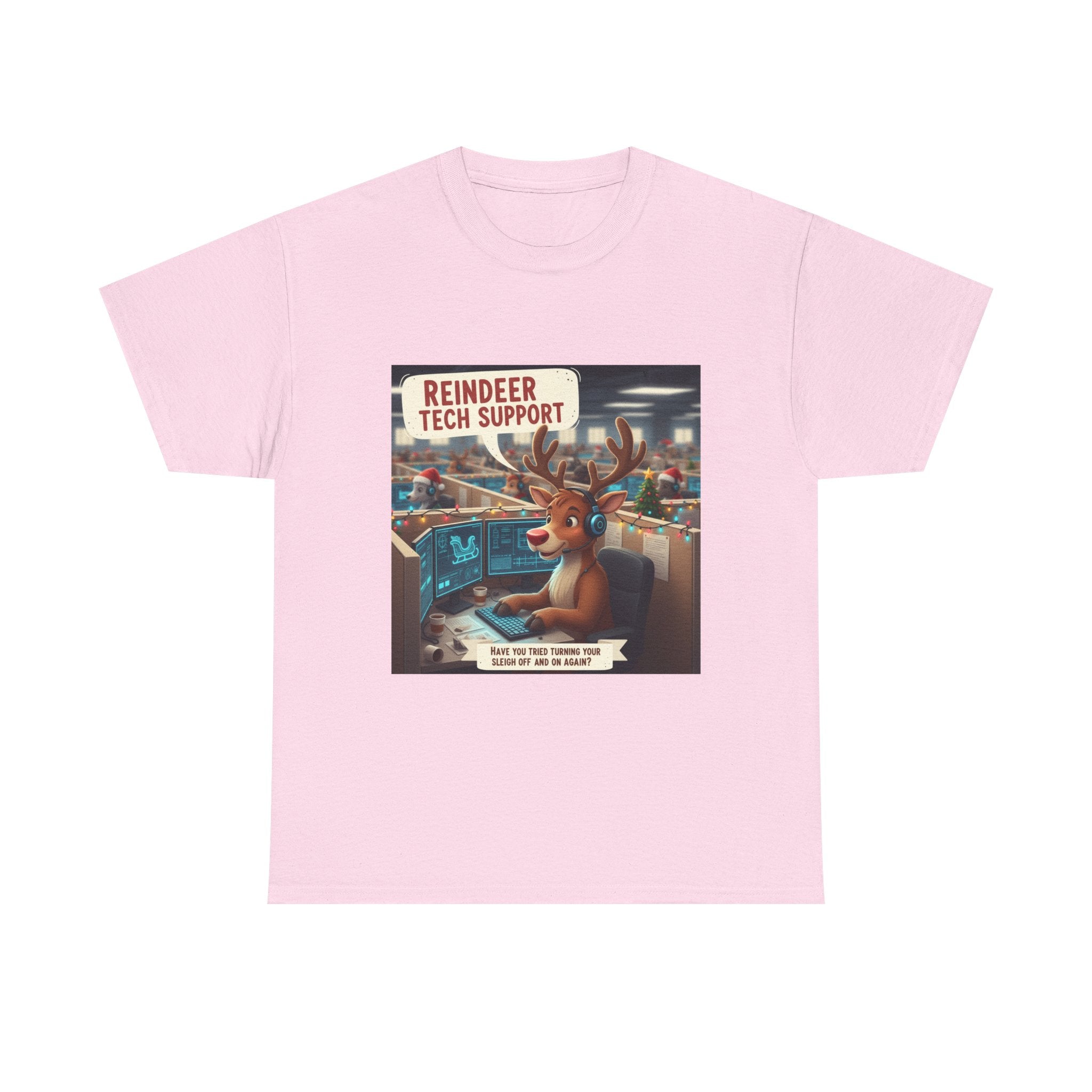 Funny Christmas T-Shirt: "Reindeer Tech Support" Holiday Humor Graphic Tee