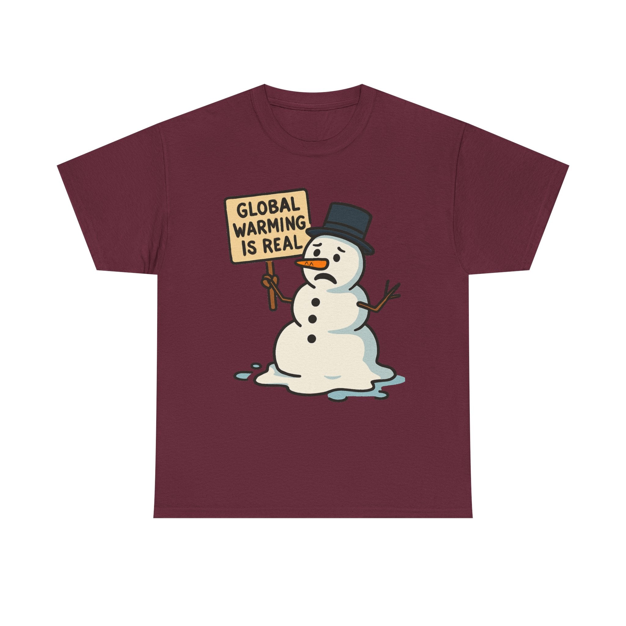 Global Warming is Real T-Shirt | Funny Snowman Climate Change Tee | Environmental Humor Gift | Gildan 5000
