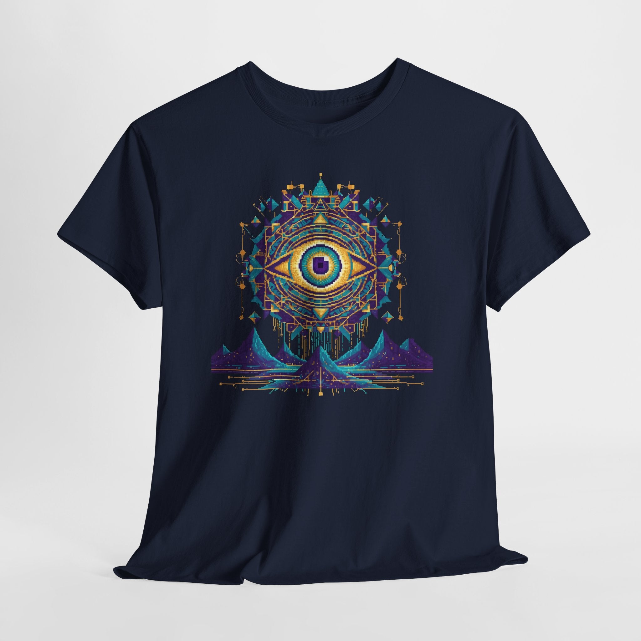 All-Seeing Eye T-Shirt | Pixel Art Sacred Geometry Tee | Psychedelic Third Eye Graphic Shirt | Occult Mandala Gift | Gildan 5000