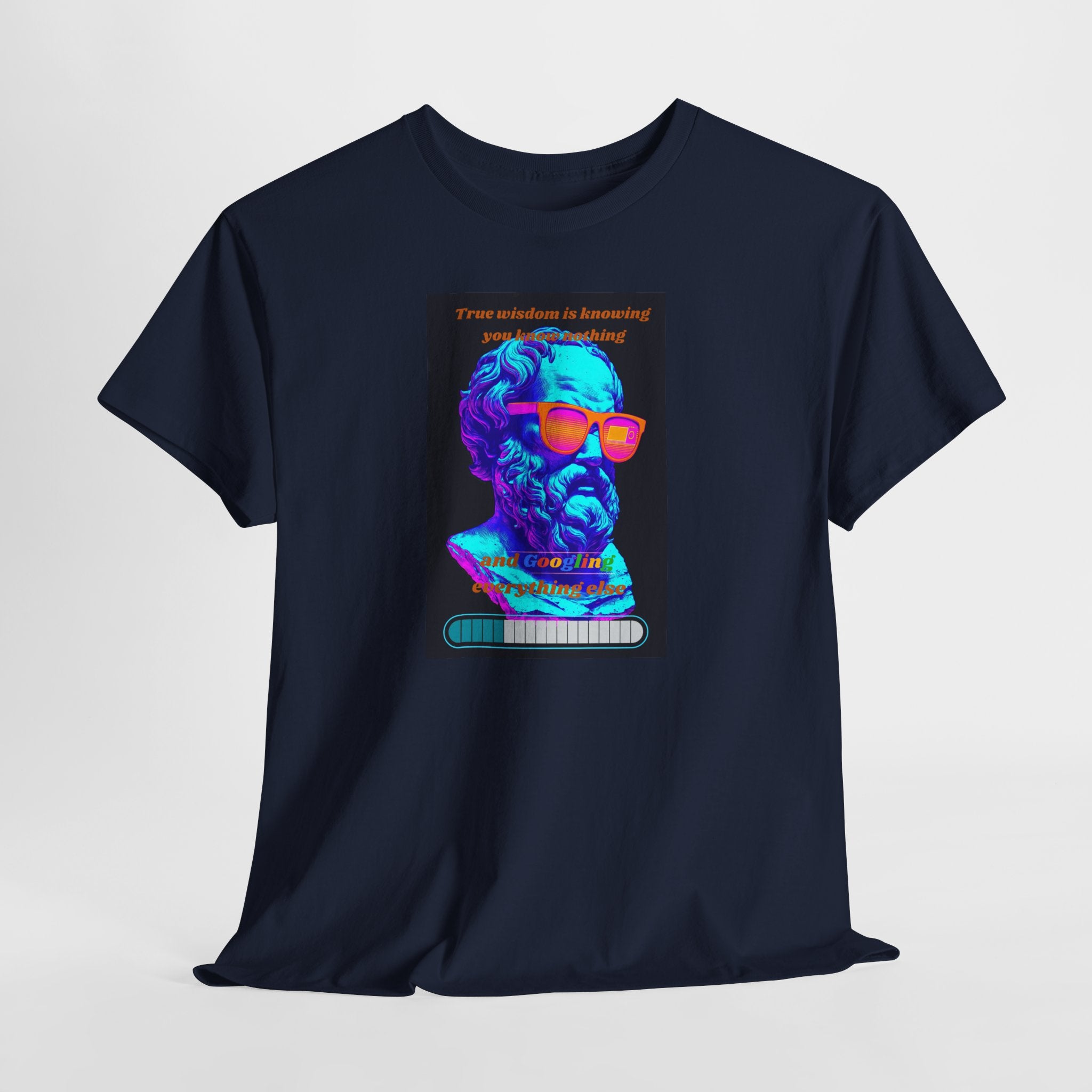 True Wisdom is Googling T-Shirt | Funny Socrates Meme Tee | Vaporwave Philosophy Shirt | Know Nothing Humor Apparel | Gildan 5000