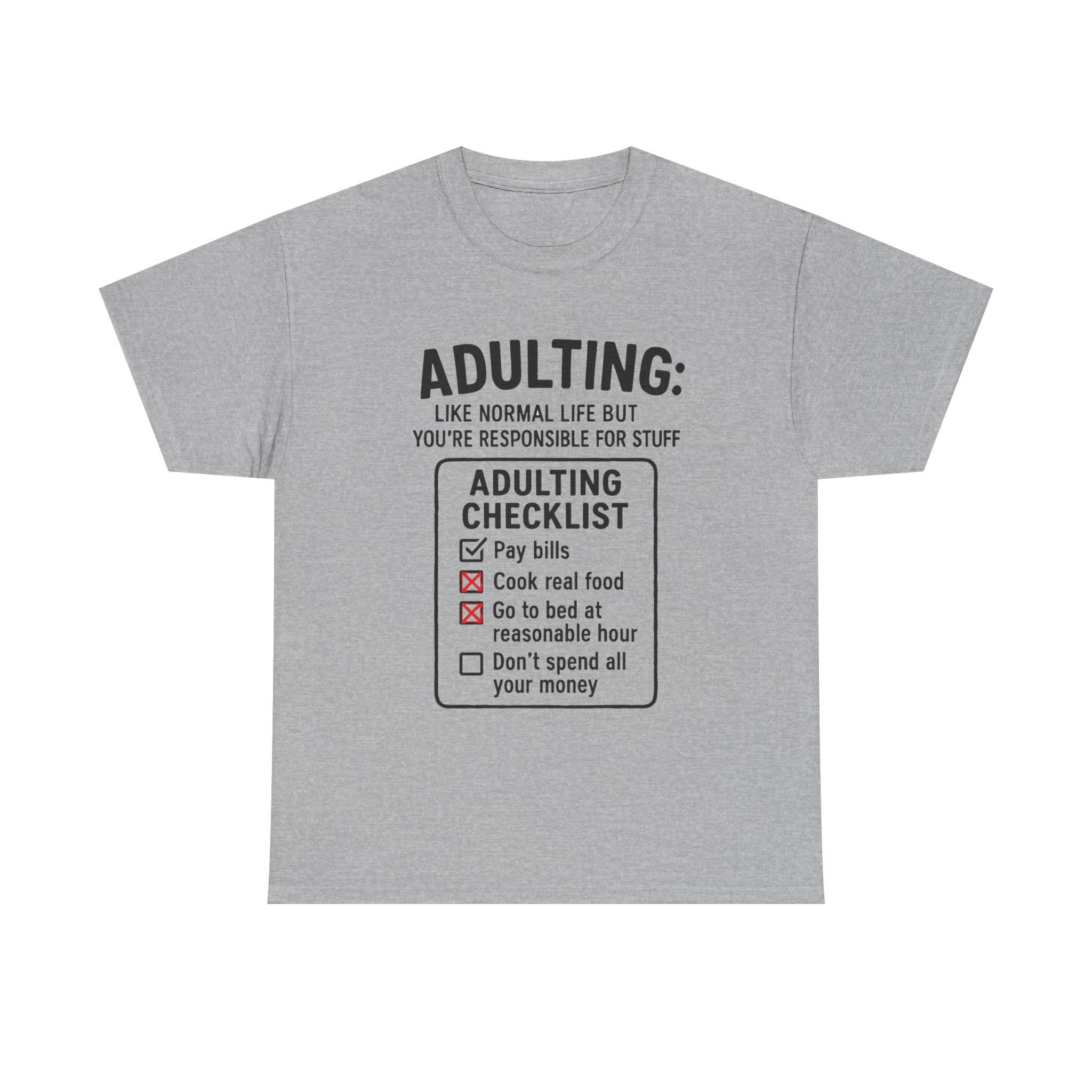 Adulting T-Shirt: Funny "Adulting Checklist" Graphic Tee