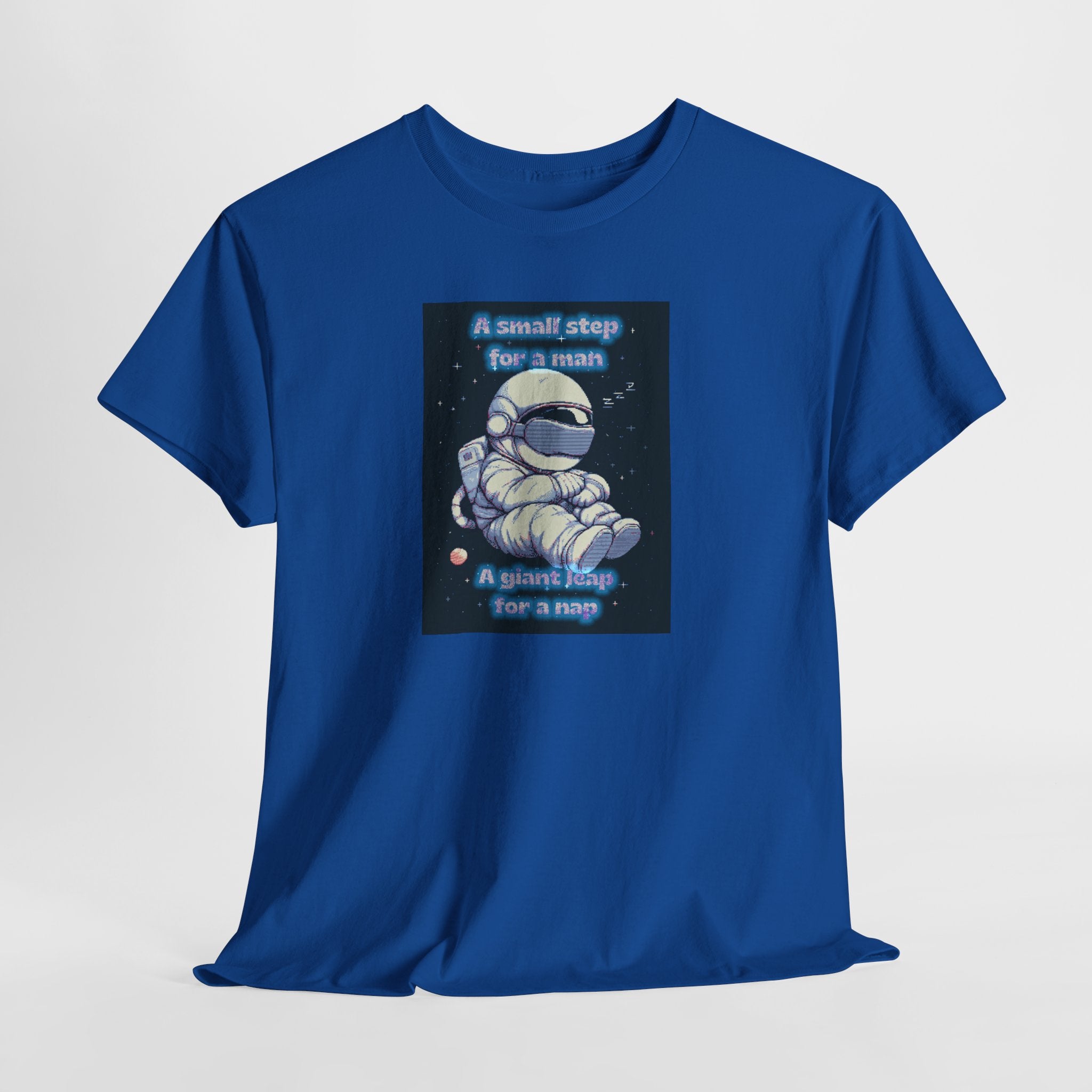 Pixel Art Astronaut Nap Tee: A Giant Leap for a Nap | Funny Space Humor T-Shirt