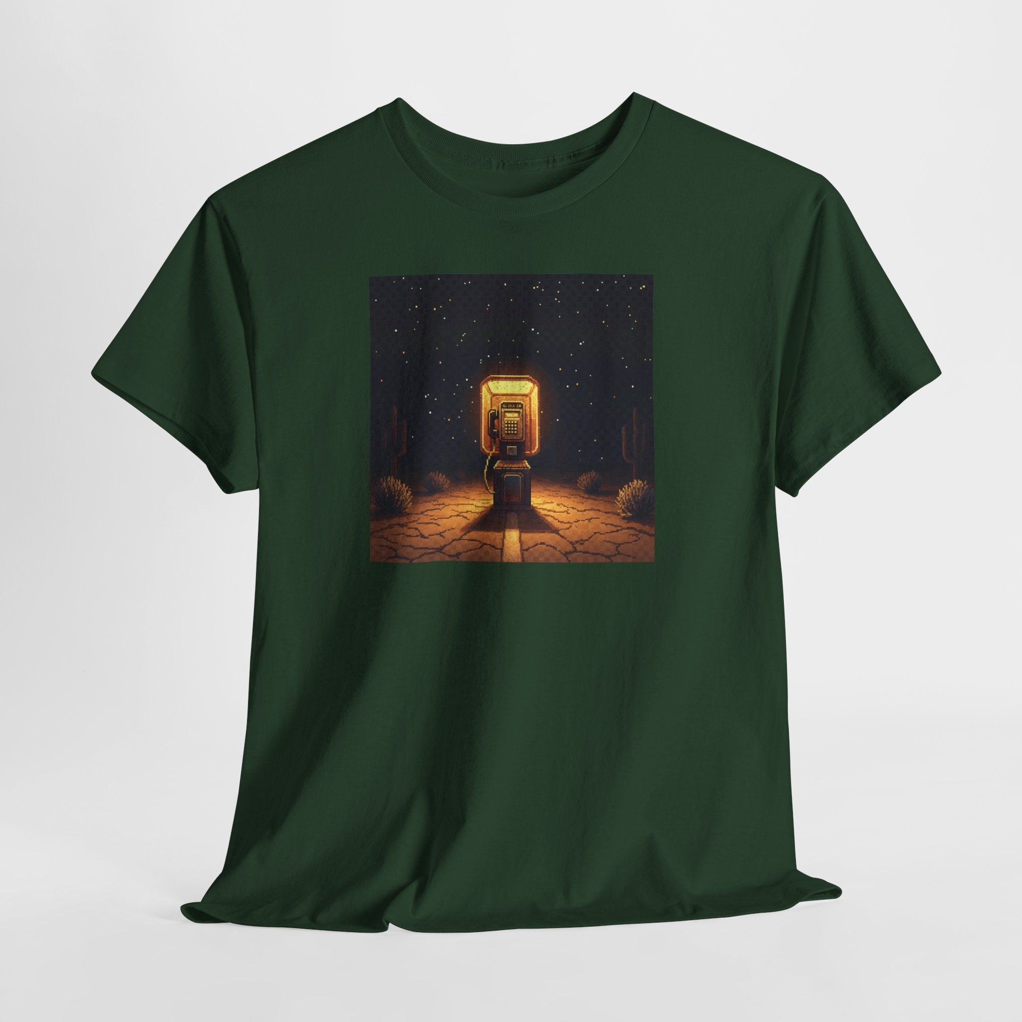 Desert Payphone T-Shirt | Pixel Art Retro Phone Booth Tee | Lofi Aesthetic Graphic Shirt | Road Trip Nostalgia Gift | Gildan 5000