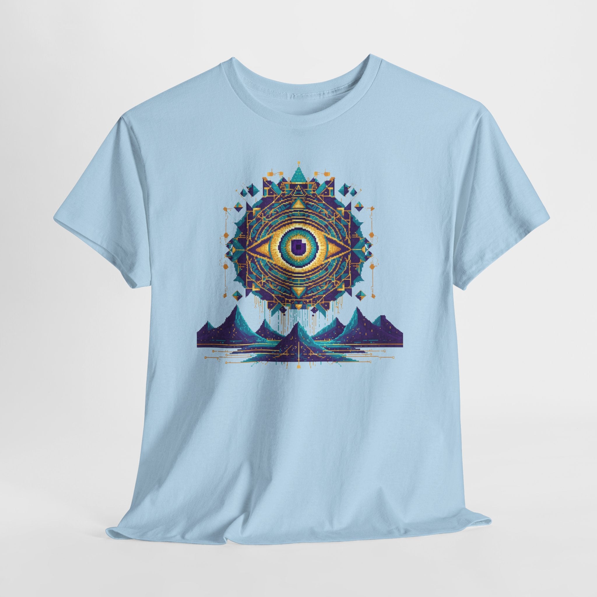 All-Seeing Eye T-Shirt | Pixel Art Sacred Geometry Tee | Psychedelic Third Eye Graphic Shirt | Occult Mandala Gift | Gildan 5000