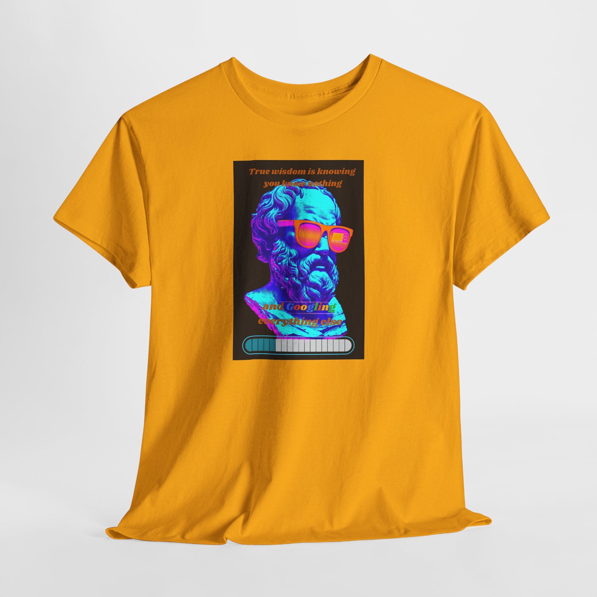 True Wisdom is Googling T-Shirt | Funny Socrates Meme Tee | Vaporwave Philosophy Shirt | Know Nothing Humor Apparel | Gildan 5000