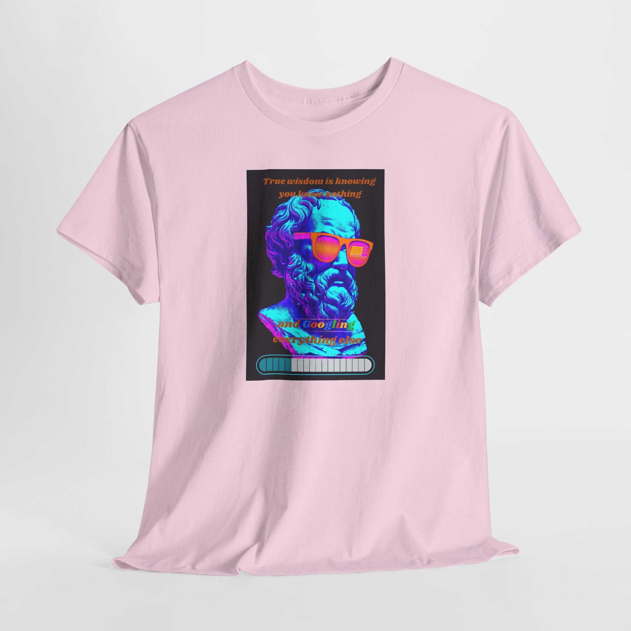 True Wisdom is Googling T-Shirt | Funny Socrates Meme Tee | Vaporwave Philosophy Shirt | Know Nothing Humor Apparel | Gildan 5000