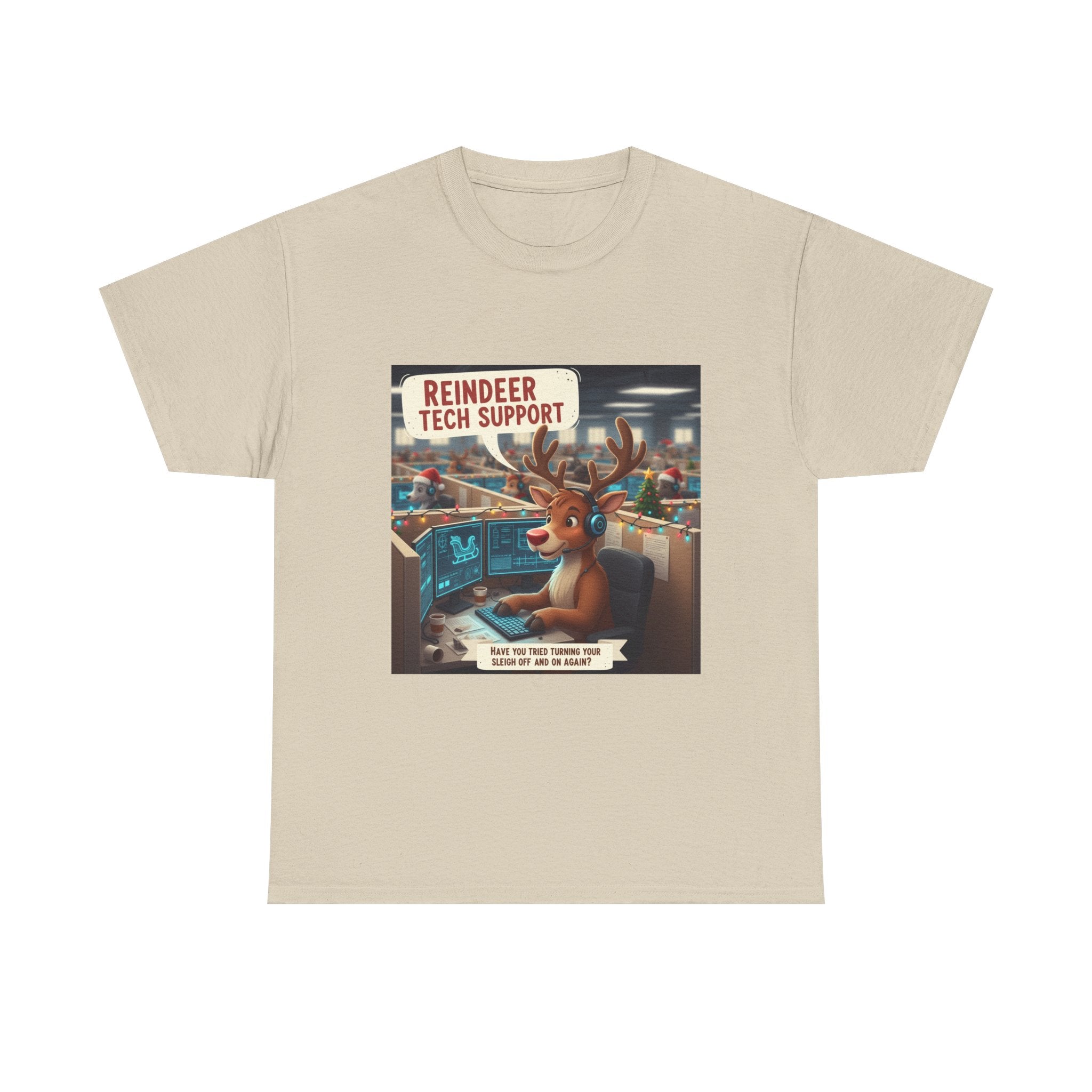 Funny Christmas T-Shirt: "Reindeer Tech Support" Holiday Humor Graphic Tee