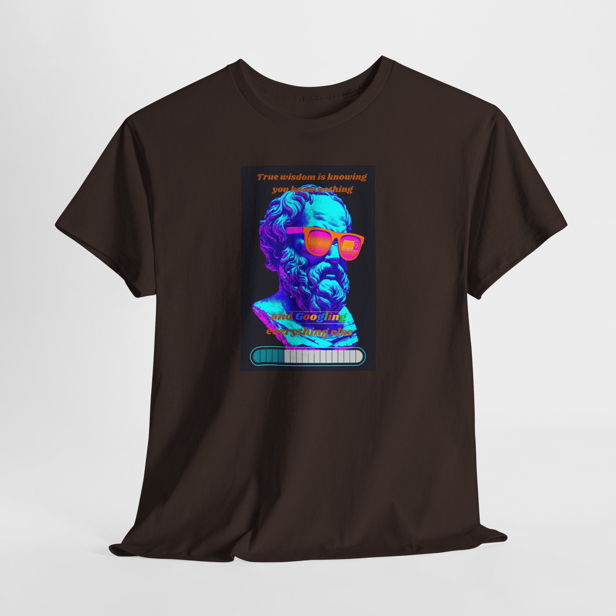 True Wisdom is Googling T-Shirt | Funny Socrates Meme Tee | Vaporwave Philosophy Shirt | Know Nothing Humor Apparel | Gildan 5000