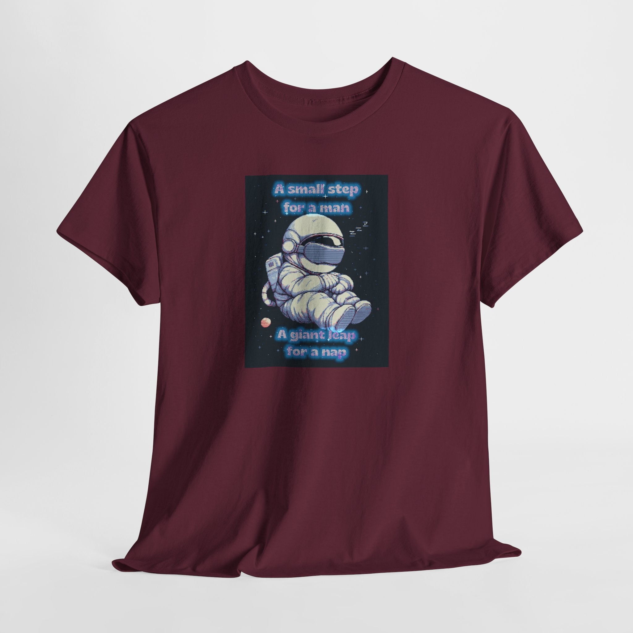 Pixel Art Astronaut Nap Tee: A Giant Leap for a Nap | Funny Space Humor T-Shirt