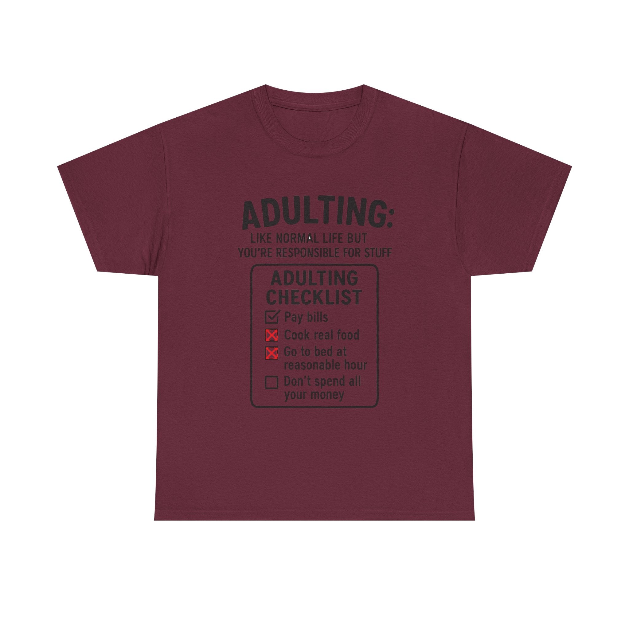 Adulting T-Shirt: Funny "Adulting Checklist" Graphic Tee