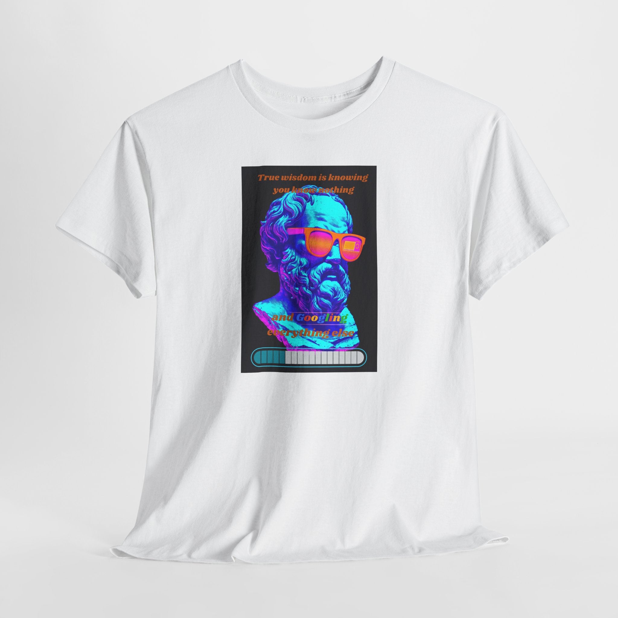 True Wisdom is Googling T-Shirt | Funny Socrates Meme Tee | Vaporwave Philosophy Shirt | Know Nothing Humor Apparel | Gildan 5000