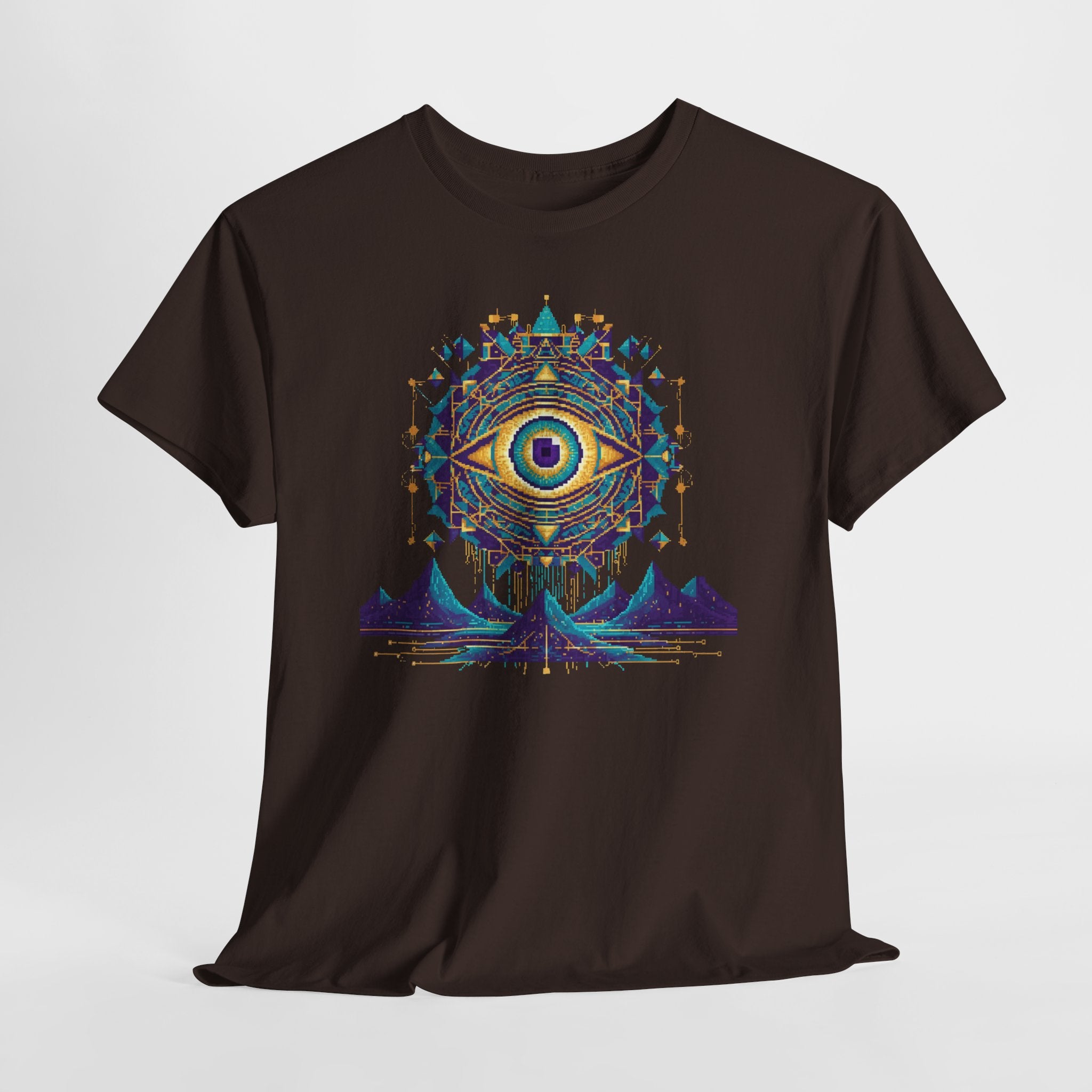 All-Seeing Eye T-Shirt | Pixel Art Sacred Geometry Tee | Psychedelic Third Eye Graphic Shirt | Occult Mandala Gift | Gildan 5000