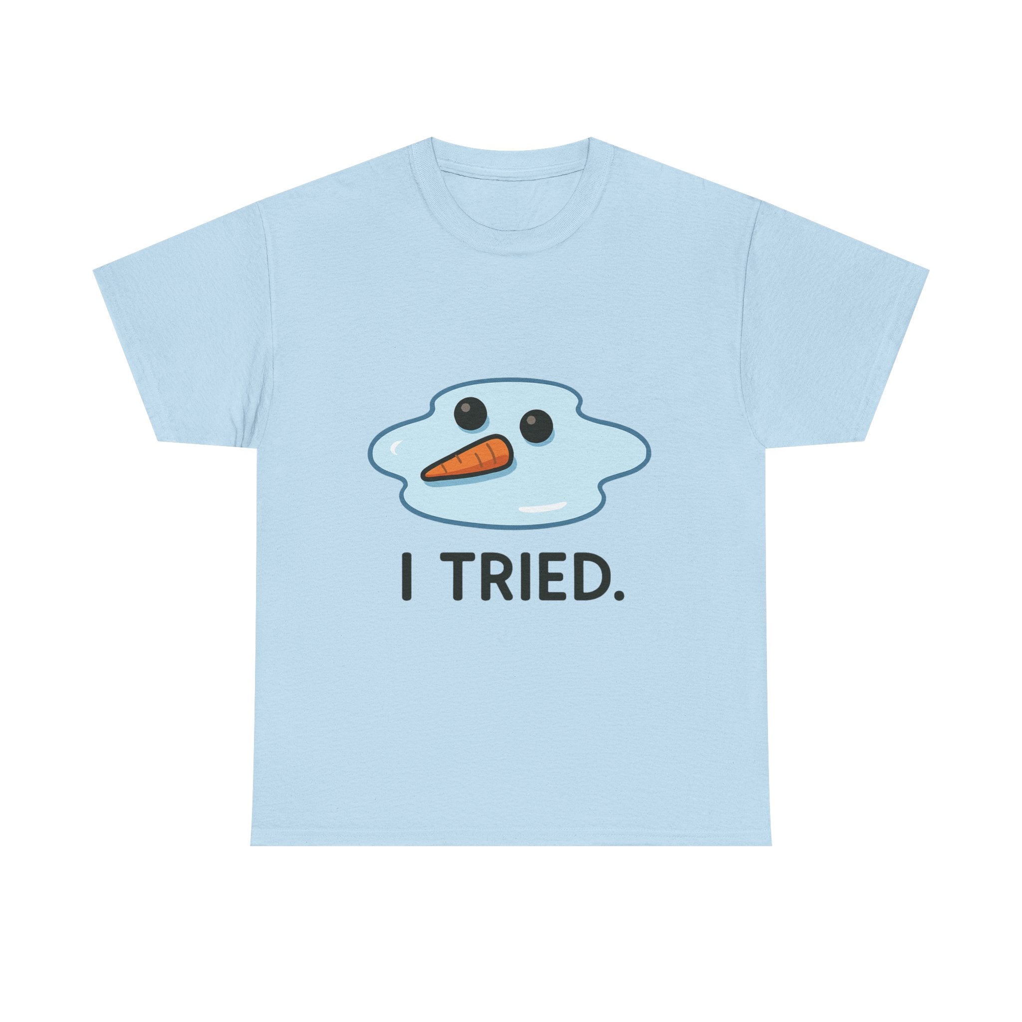 I Tried T-Shirt | Funny Melted Snowman Graphic Tee | Relatable Holiday Humor Gift | Gildan 5000