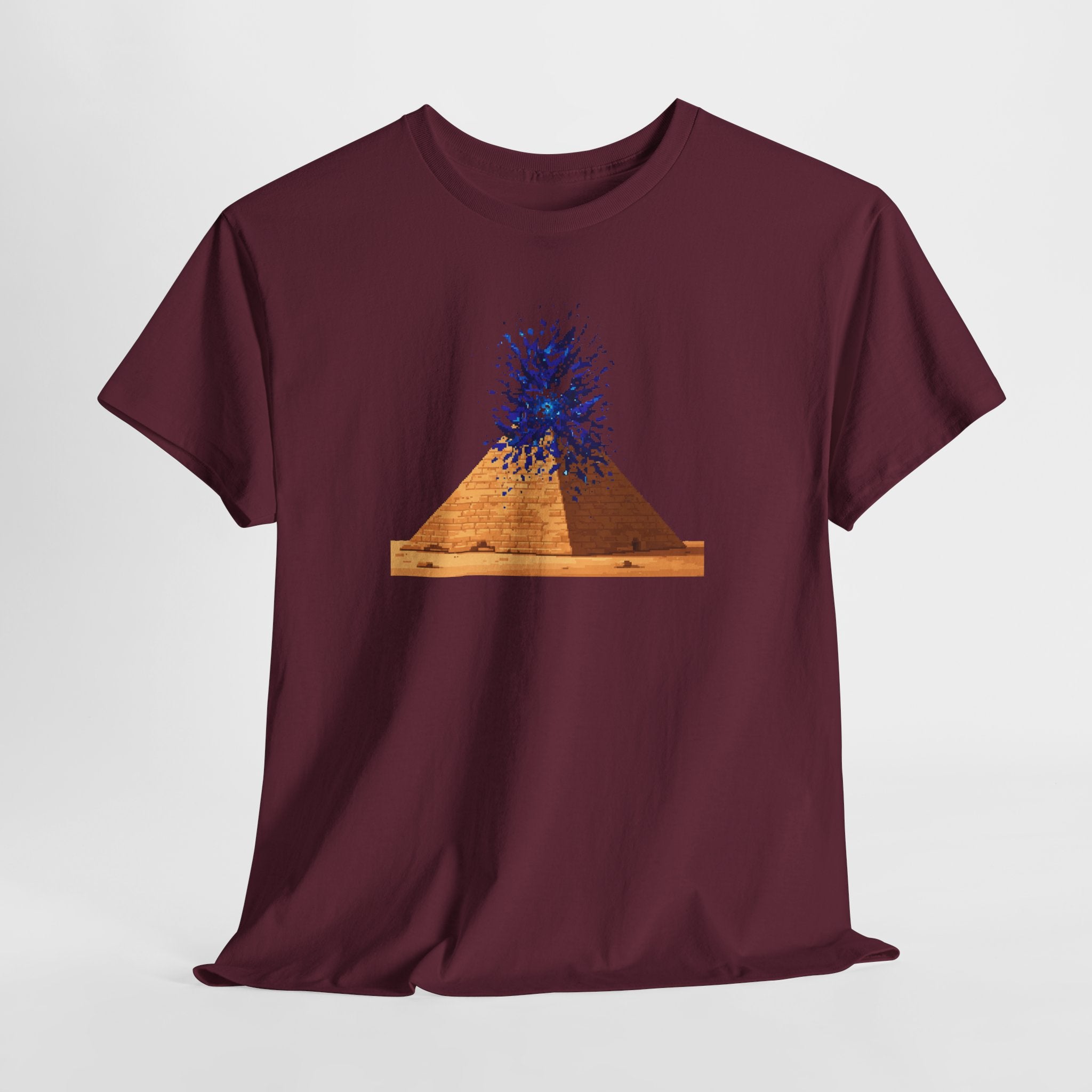 Exploding Pyramid T-Shirt | Pixel Art Sci-Fi Egypt Tee | Ancient Alien Graphic Shirt | Retro Gaming Gift | Gildan 5000
