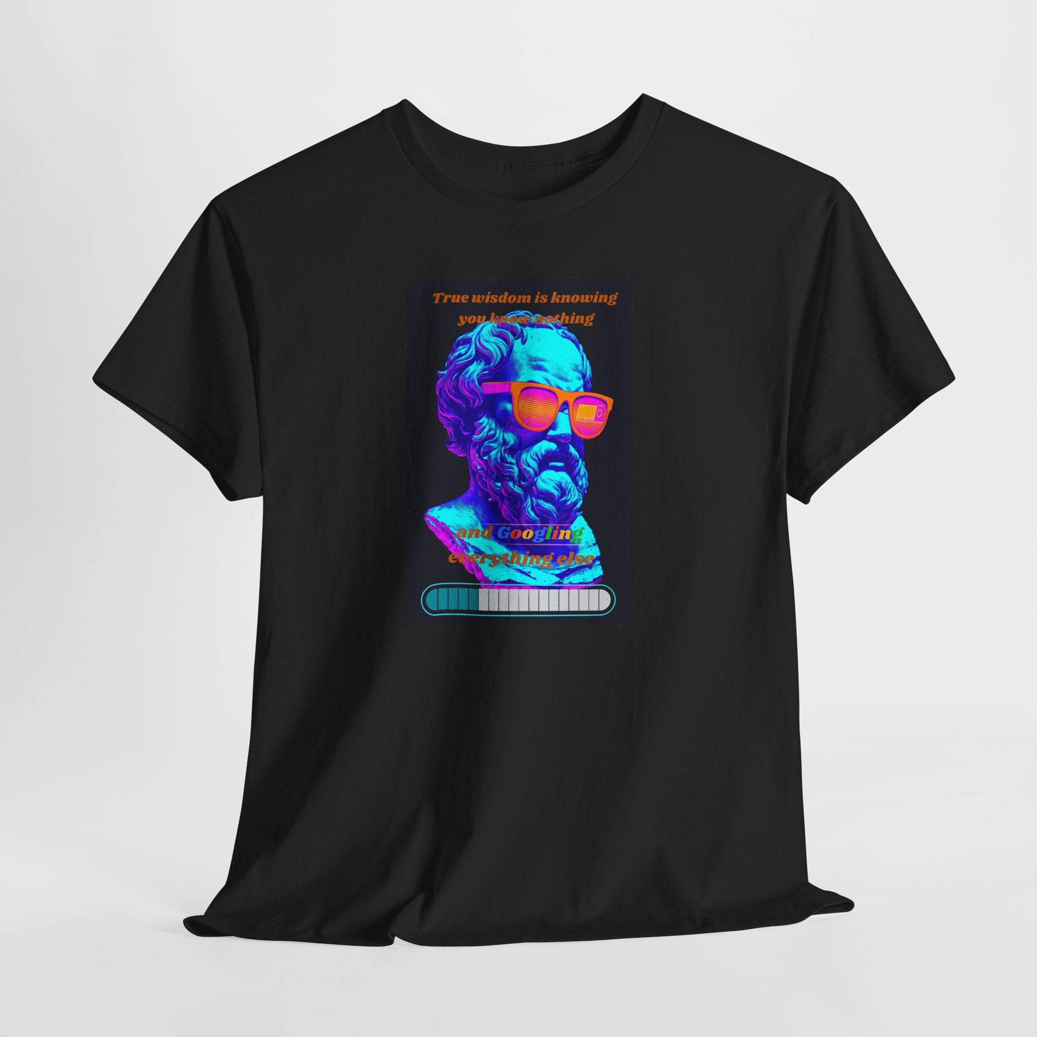 True Wisdom is Googling T-Shirt | Funny Socrates Meme Tee | Vaporwave Philosophy Shirt | Know Nothing Humor Apparel | Gildan 5000