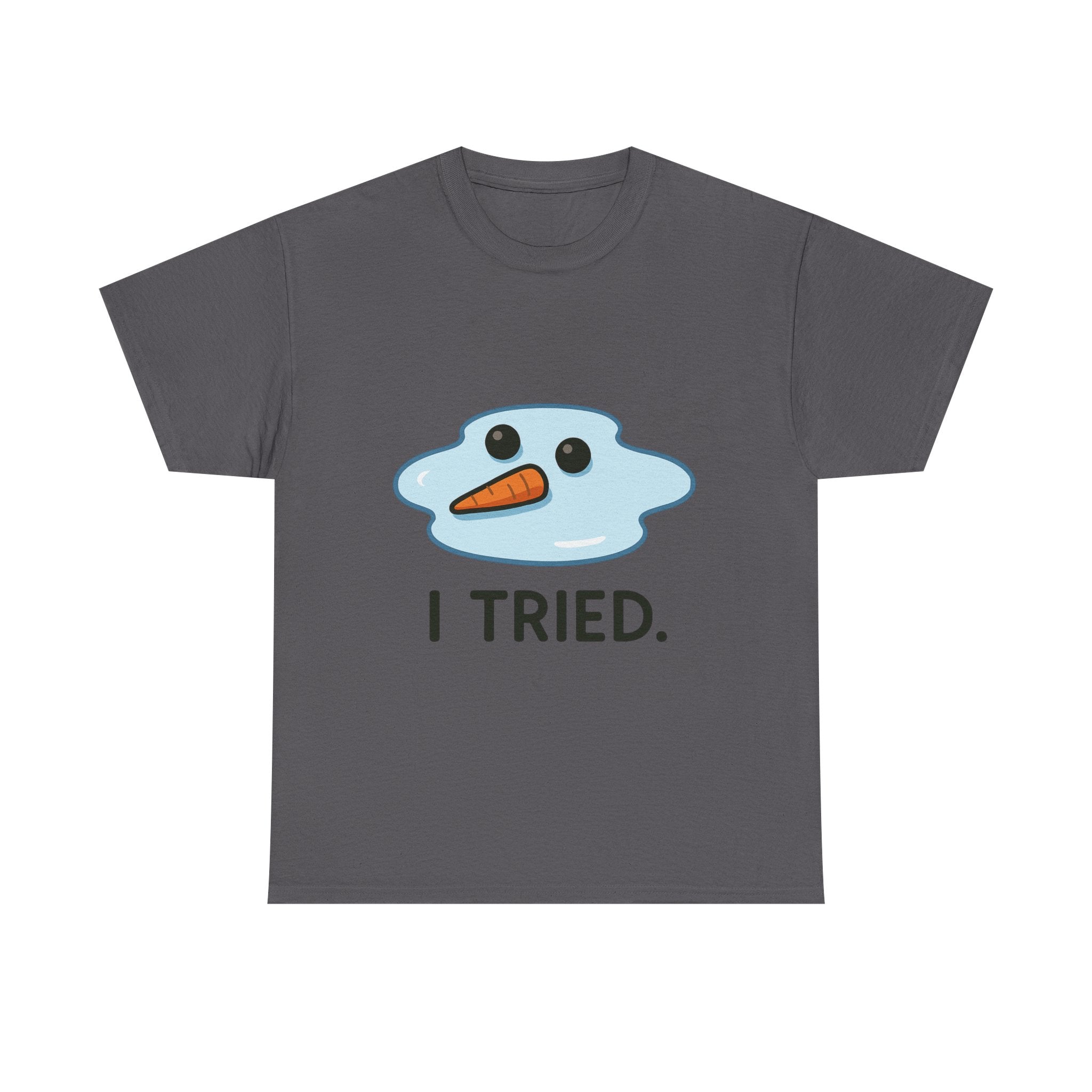 I Tried T-Shirt | Funny Melted Snowman Graphic Tee | Relatable Holiday Humor Gift | Gildan 5000