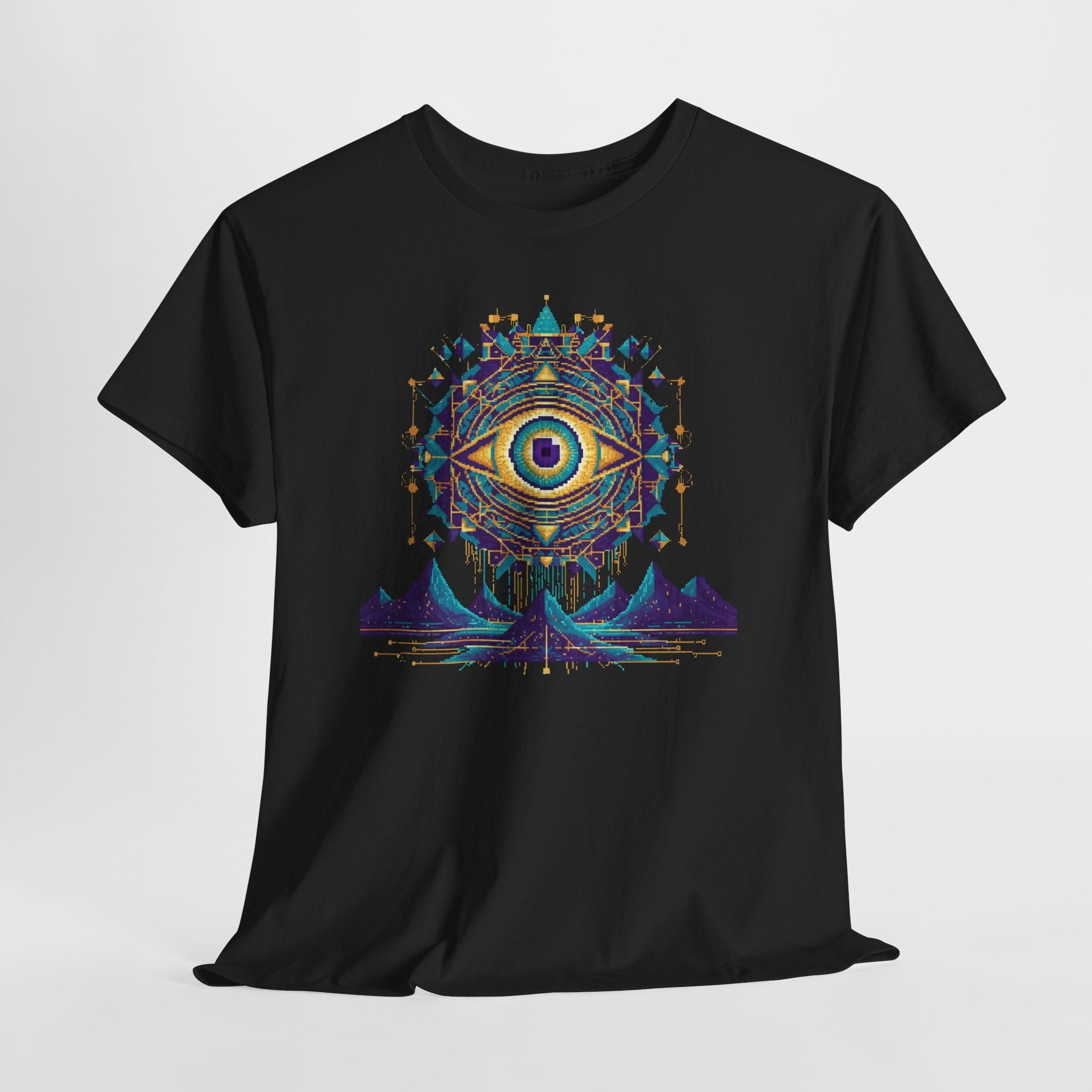 All-Seeing Eye T-Shirt | Pixel Art Sacred Geometry Tee | Psychedelic Third Eye Graphic Shirt | Occult Mandala Gift | Gildan 5000