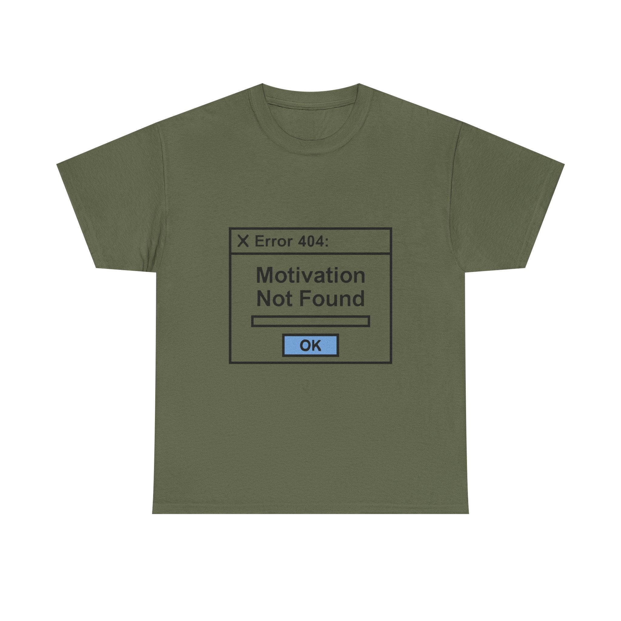 Error 404 T-Shirt: "Motivation Not Found" Funny Tech Graphic Tee