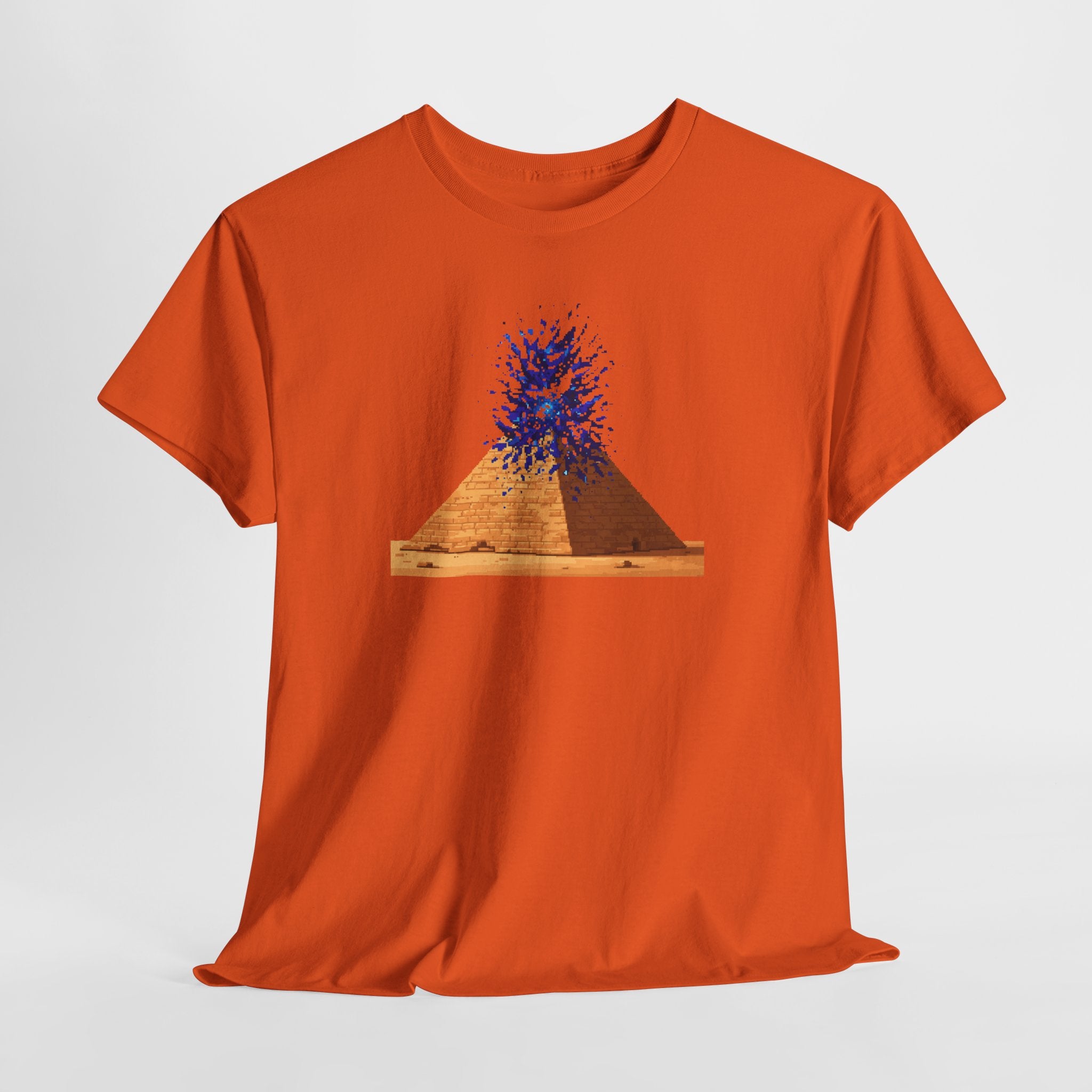 Exploding Pyramid T-Shirt | Pixel Art Sci-Fi Egypt Tee | Ancient Alien Graphic Shirt | Retro Gaming Gift | Gildan 5000