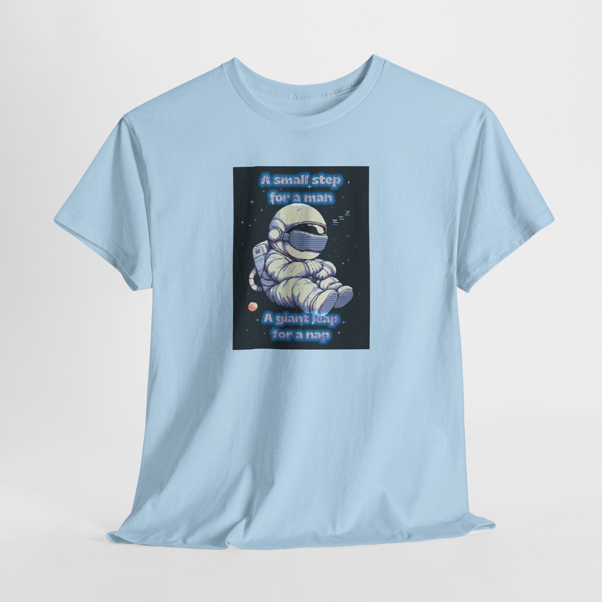 Pixel Art Astronaut Nap Tee: A Giant Leap for a Nap | Funny Space Humor T-Shirt