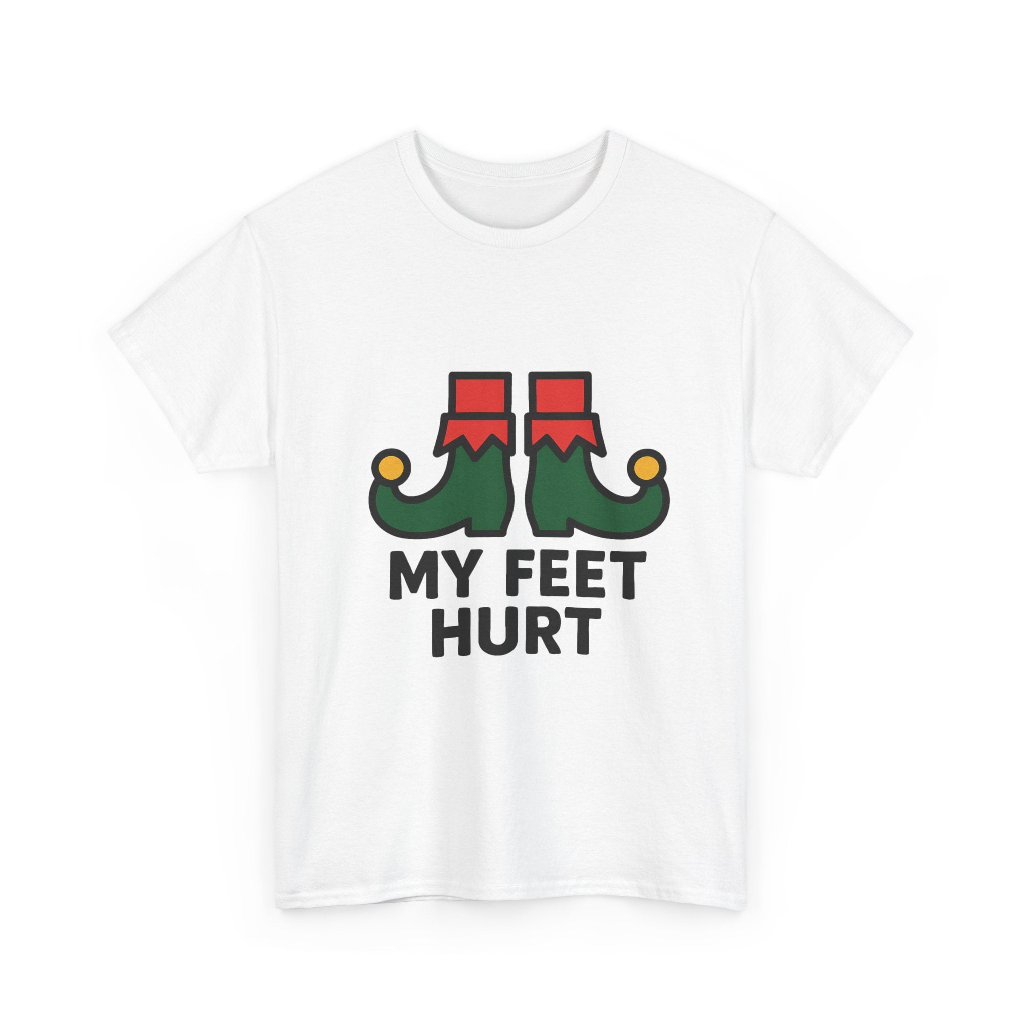 My Feet Hurt T-Shirt | Funny Elf Shoes Graphic Tee | North Pole Worker Humor Gift | Gildan 5000