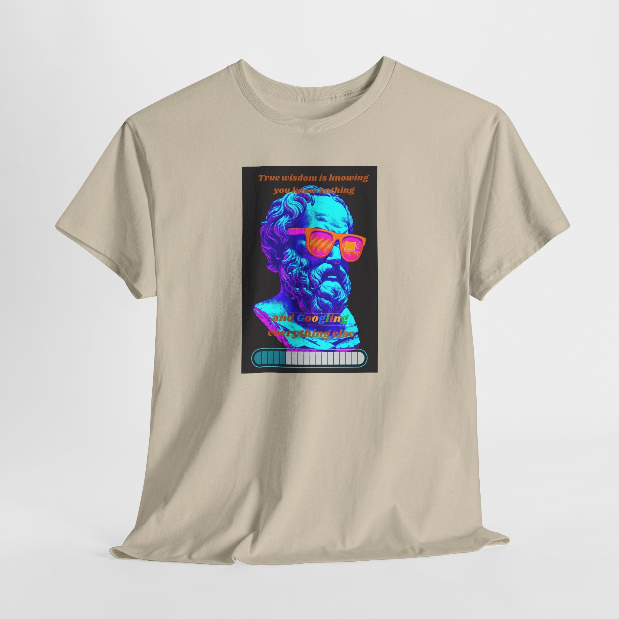 True Wisdom is Googling T-Shirt | Funny Socrates Meme Tee | Vaporwave Philosophy Shirt | Know Nothing Humor Apparel | Gildan 5000