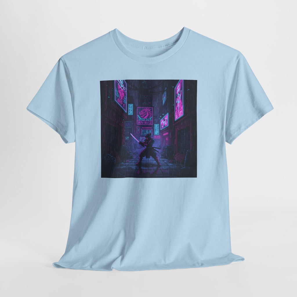 Cyberpunk Samurai T-Shirt | Pixel Art Neon Katana Tee | Retro Futuristic Graphic Shirt | Synthwave Gaming Gift | Gildan 5000