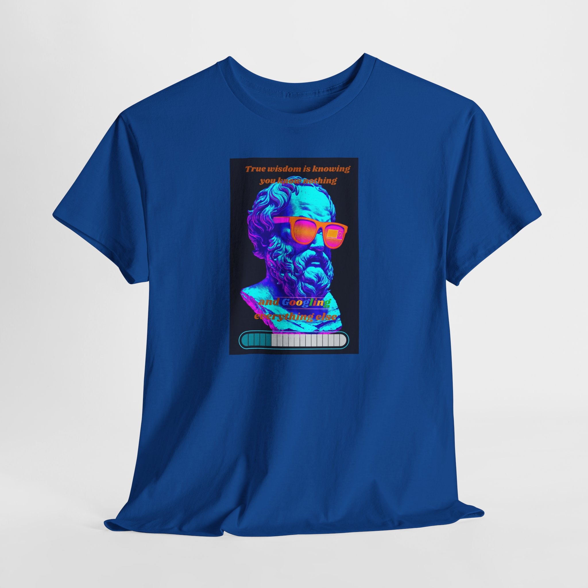 True Wisdom is Googling T-Shirt | Funny Socrates Meme Tee | Vaporwave Philosophy Shirt | Know Nothing Humor Apparel | Gildan 5000