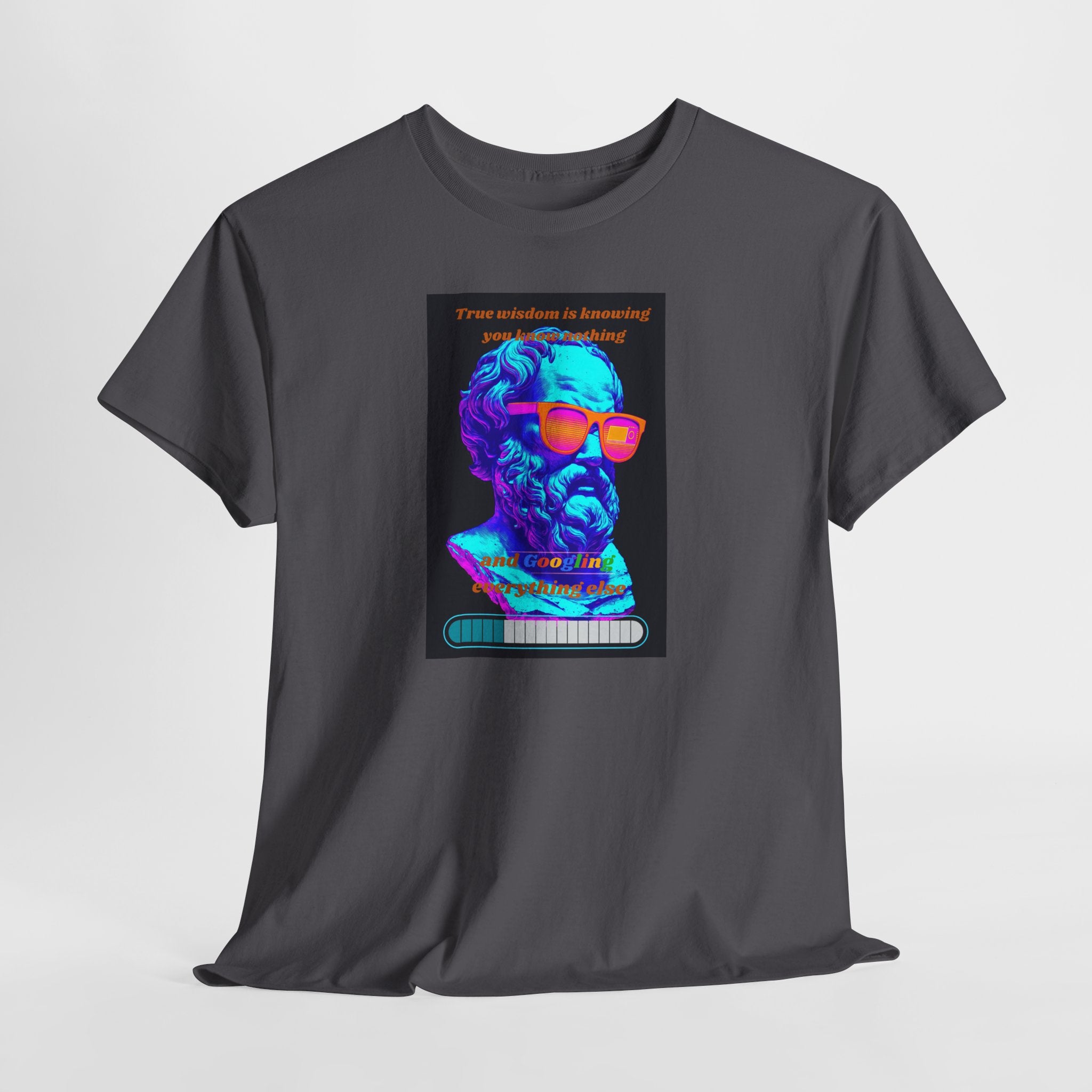 True Wisdom is Googling T-Shirt | Funny Socrates Meme Tee | Vaporwave Philosophy Shirt | Know Nothing Humor Apparel | Gildan 5000