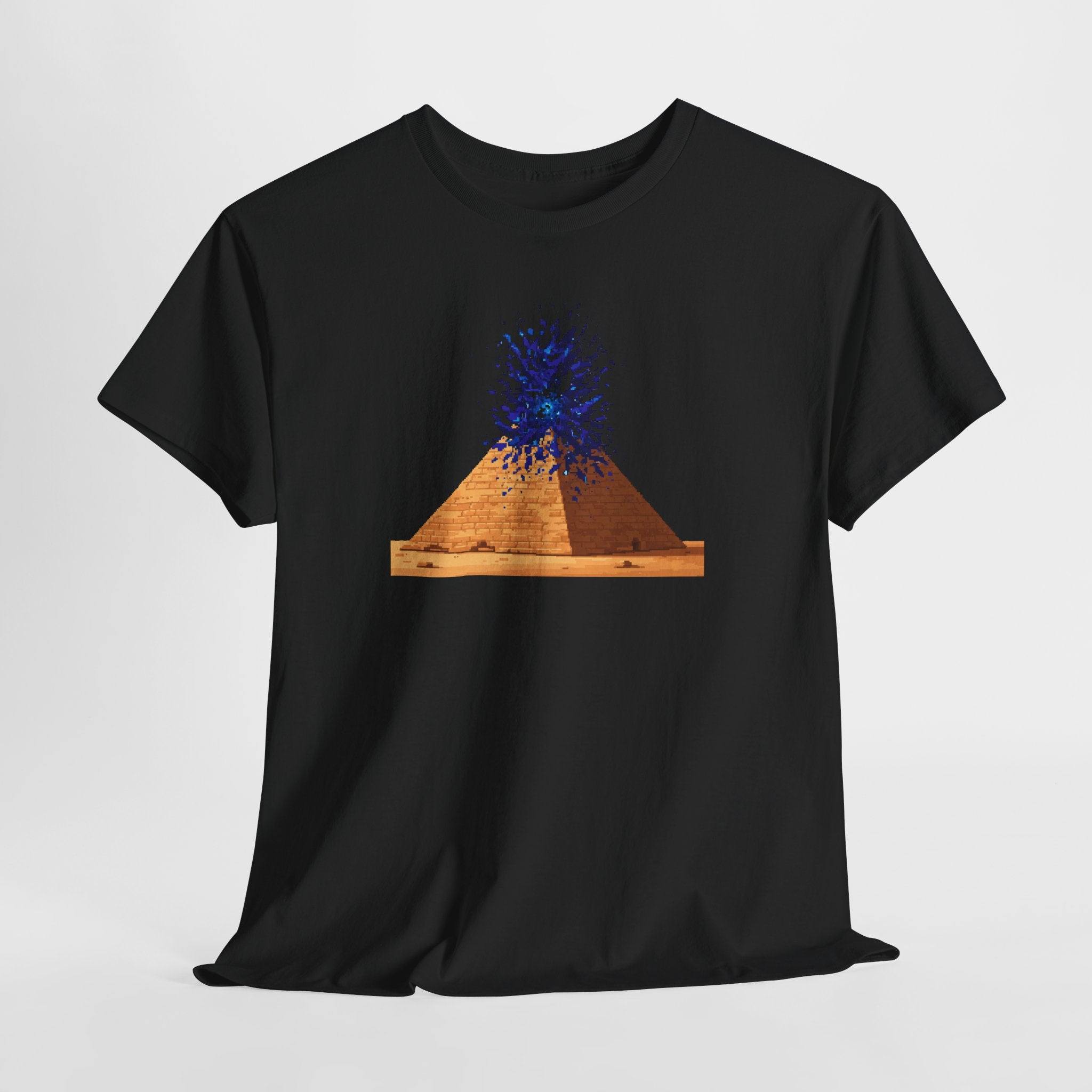 Exploding Pyramid T-Shirt | Pixel Art Sci-Fi Egypt Tee | Ancient Alien Graphic Shirt | Retro Gaming Gift | Gildan 5000
