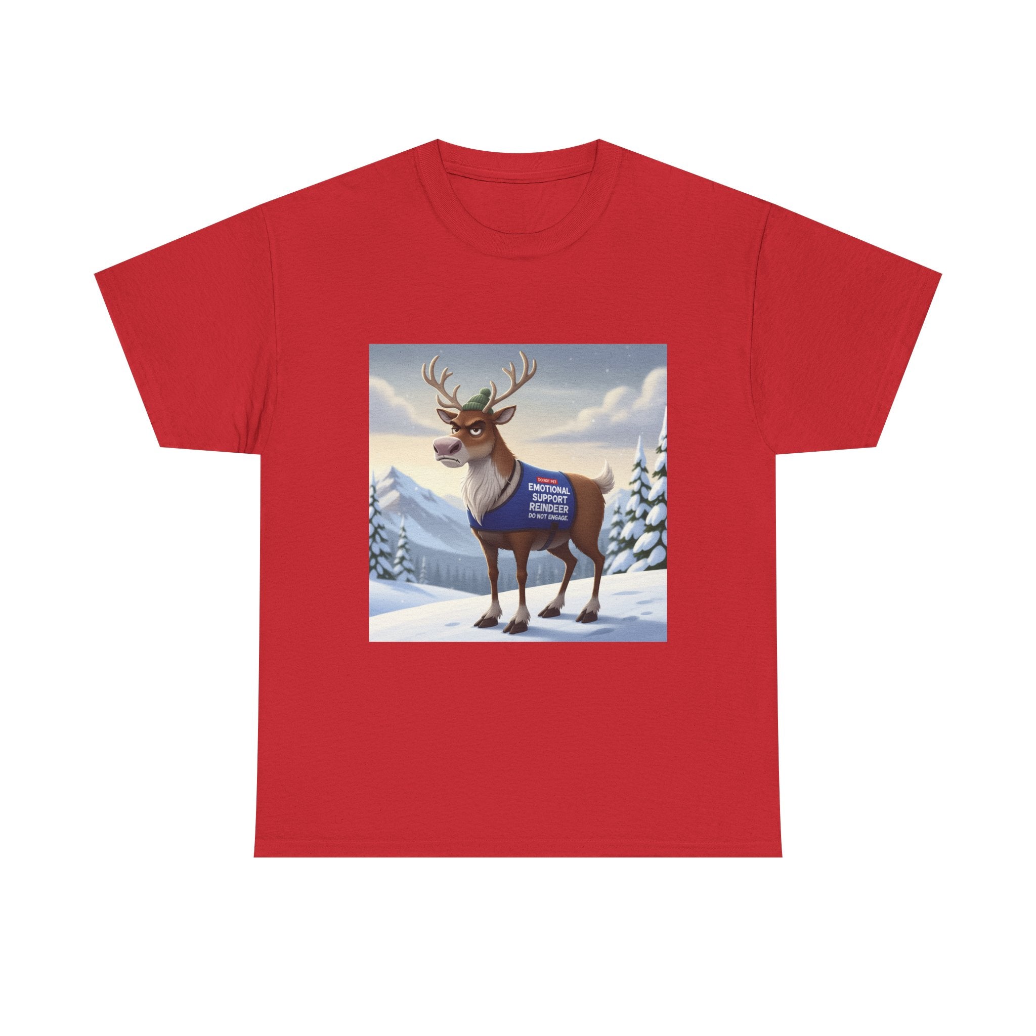 Funny Christmas T-Shirt: "Emotional Support Reindeer" Sarcastic Holiday Tee