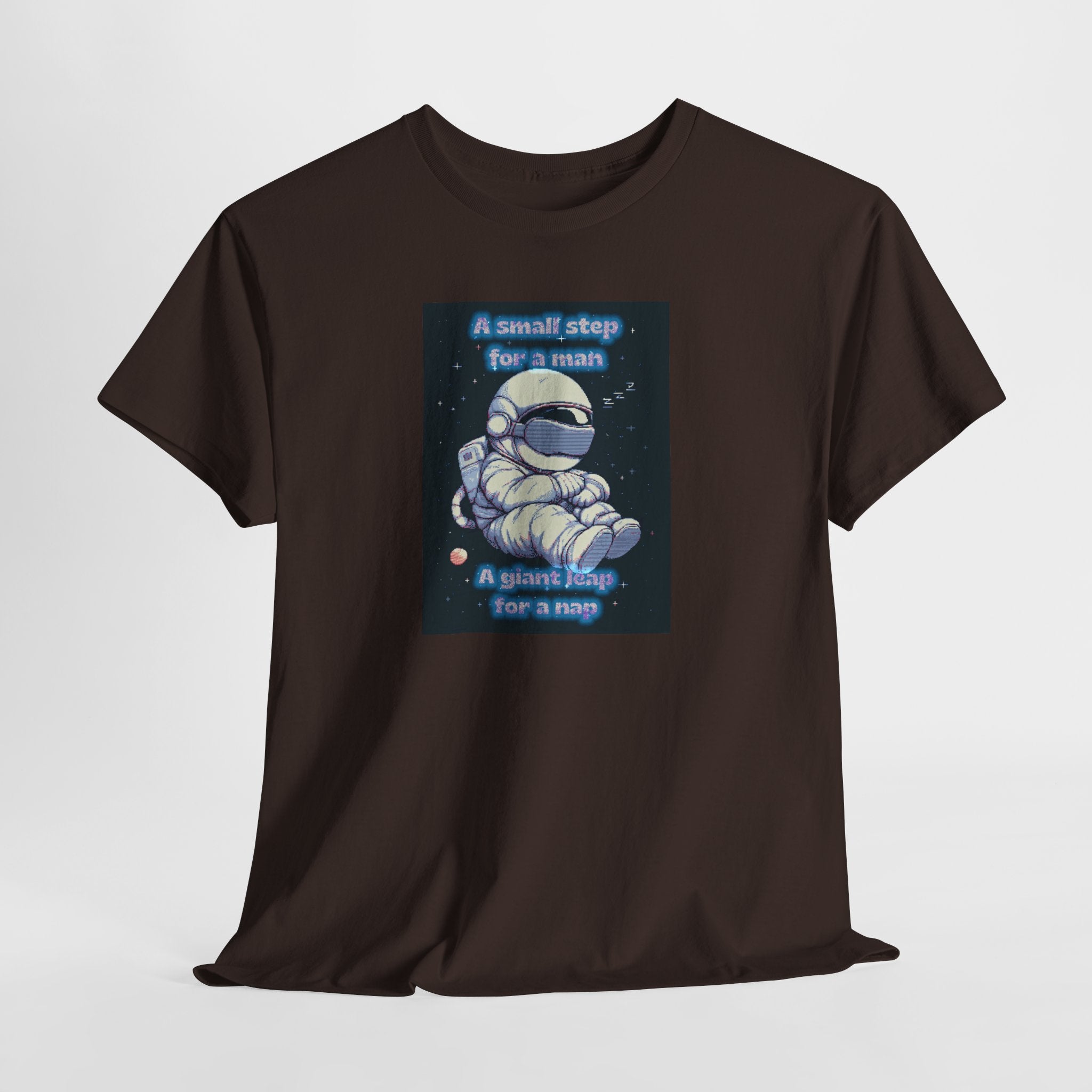 Pixel Art Astronaut Nap Tee: A Giant Leap for a Nap | Funny Space Humor T-Shirt