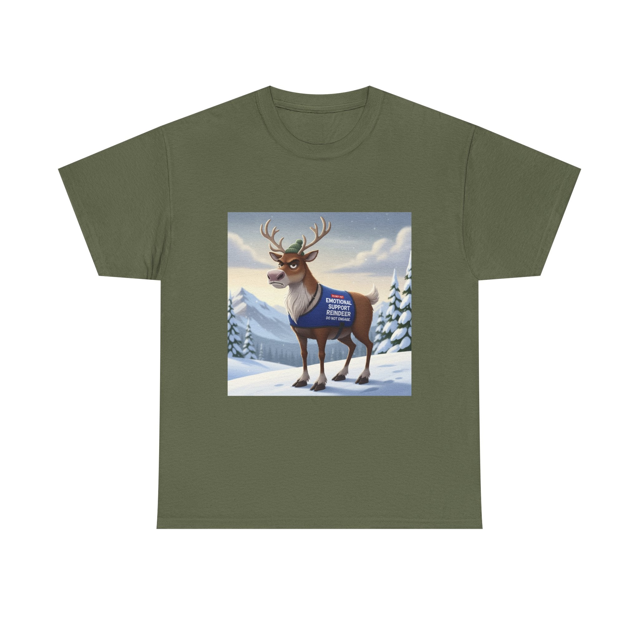 Funny Christmas T-Shirt: "Emotional Support Reindeer" Sarcastic Holiday Tee