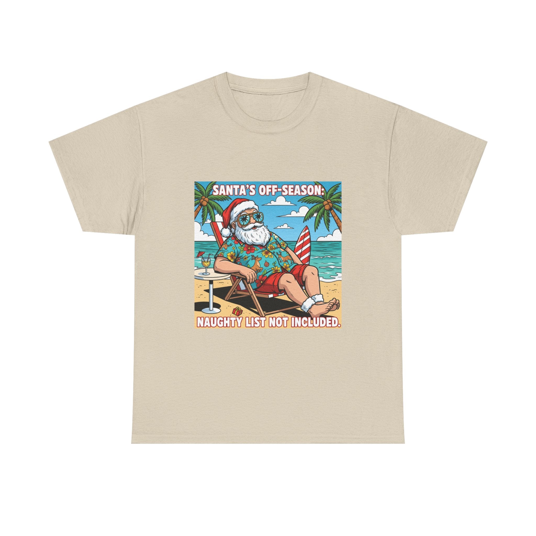 Funny Santa’s Off-Season Christmas T-Shirt – Beach Holiday Santa Tee for Summer Lovers