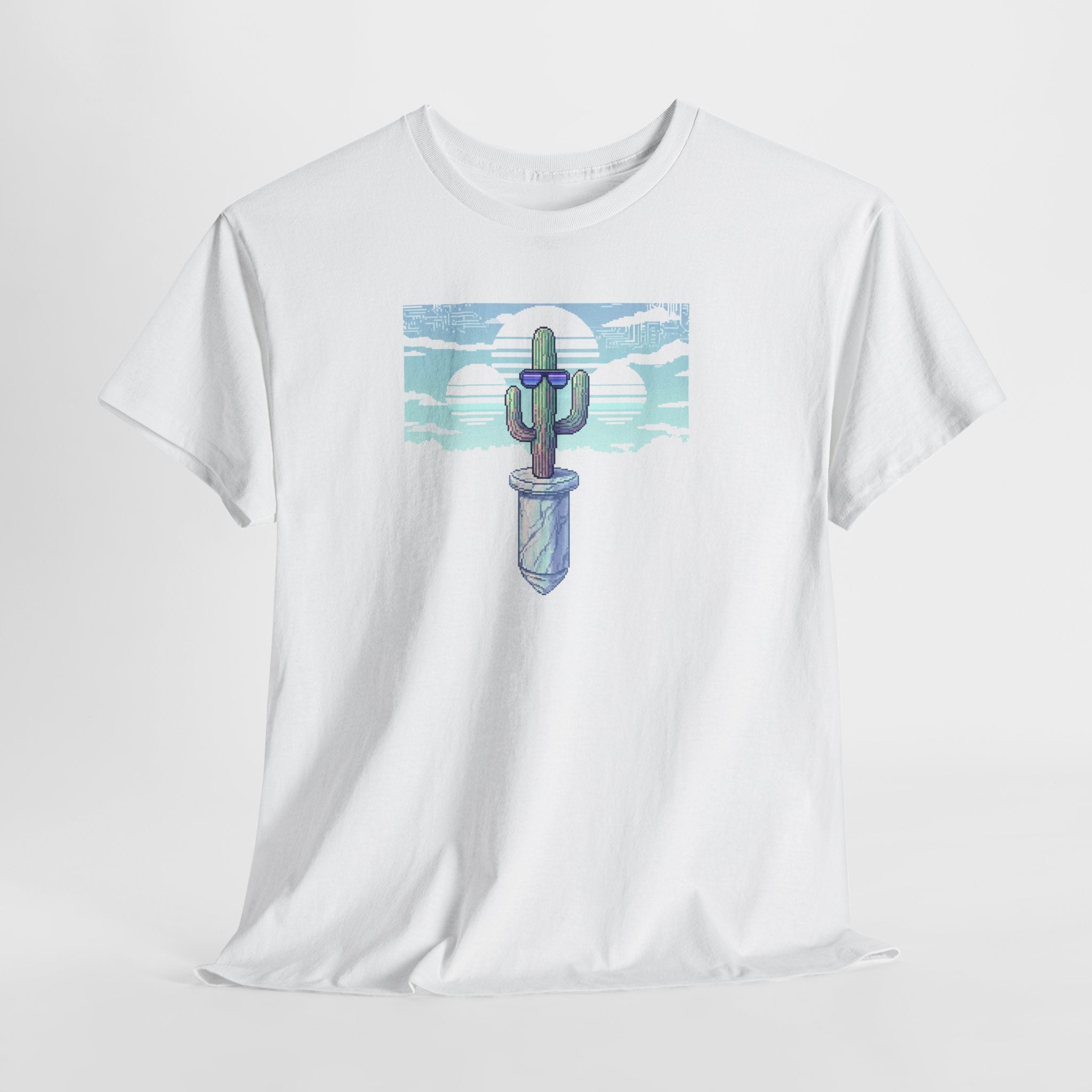 Vaporwave Cactus T-Shirt | Pixel Art Cool Succulent Tee | Aesthetic Synthwave Graphic Shirt | Retro 80s Gift | Gildan 5000
