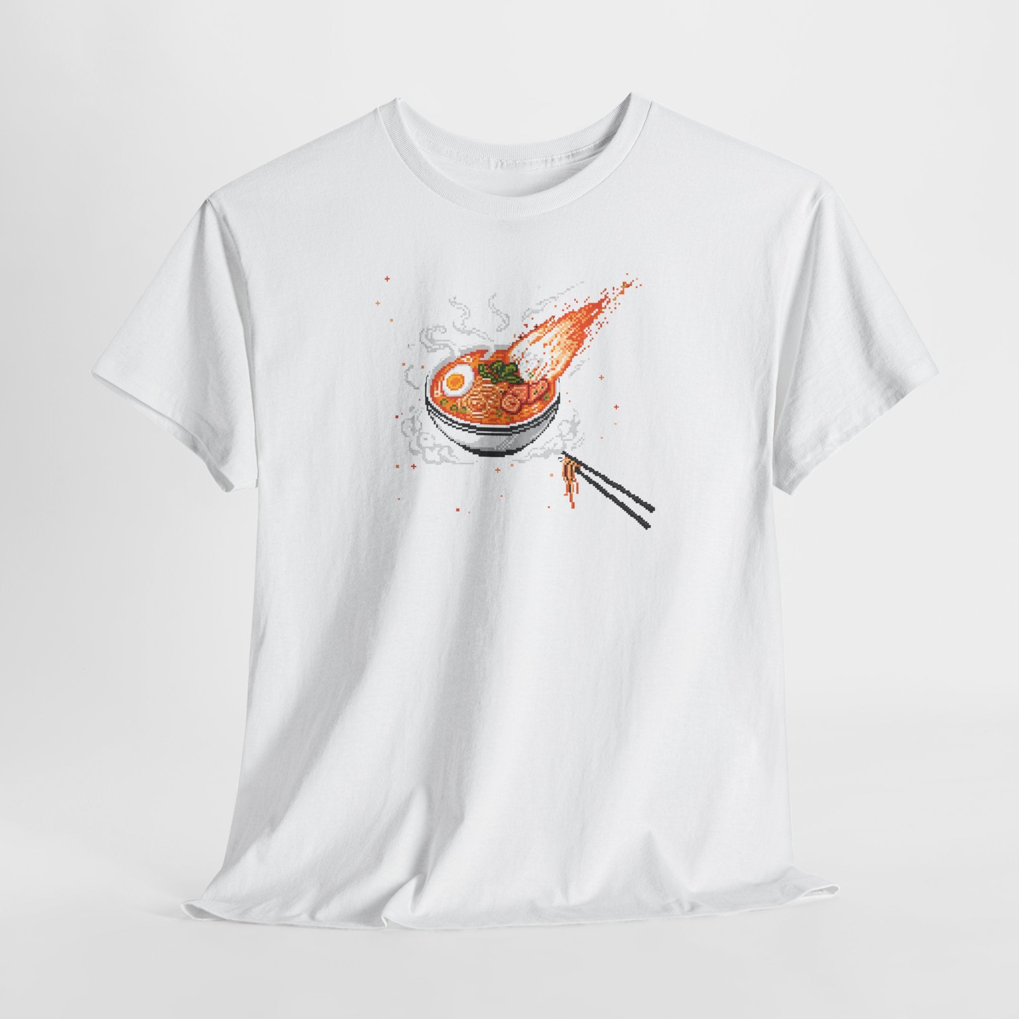 Ramen Comet T-Shirt | Pixel Art Foodie Graphic Tee | Spicy Noodle Lover Gift | Retro Gaming Food Shirt | Gildan 5000