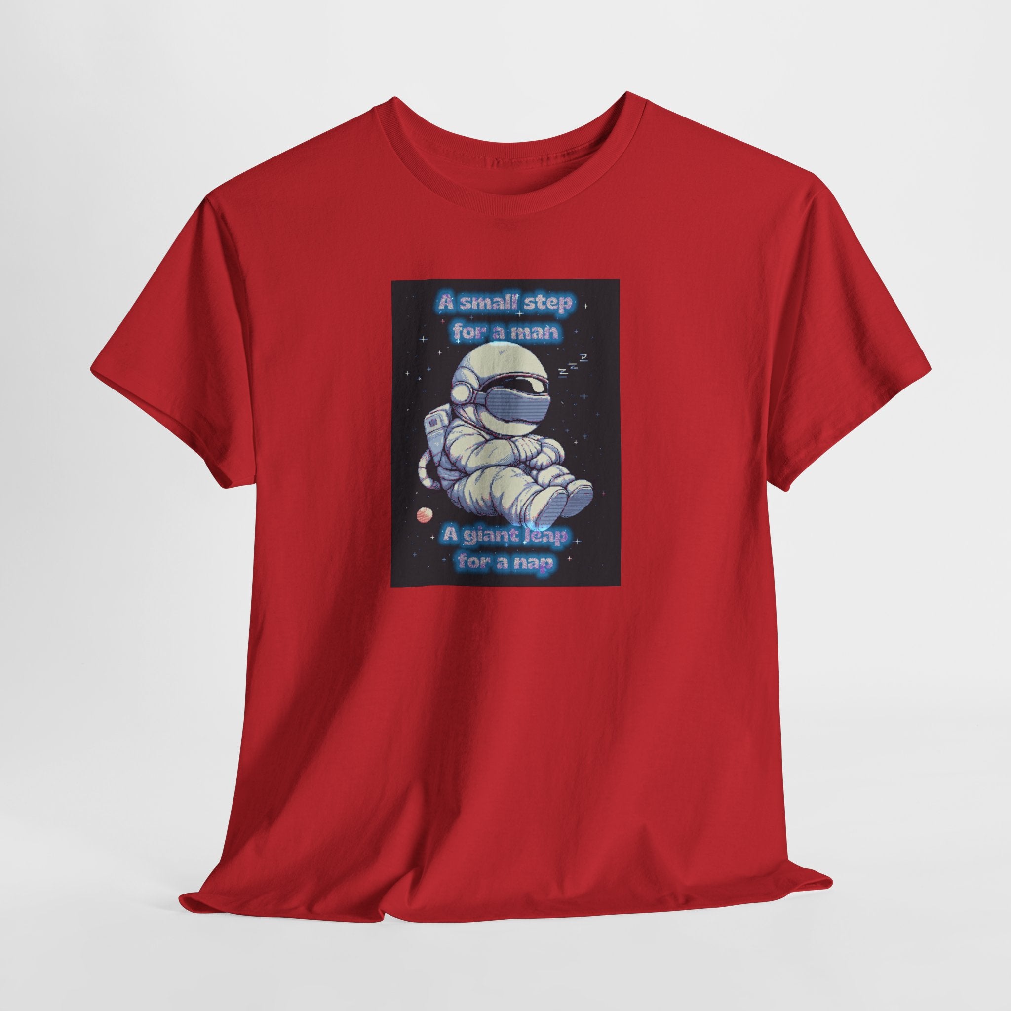 Pixel Art Astronaut Nap Tee: A Giant Leap for a Nap | Funny Space Humor T-Shirt