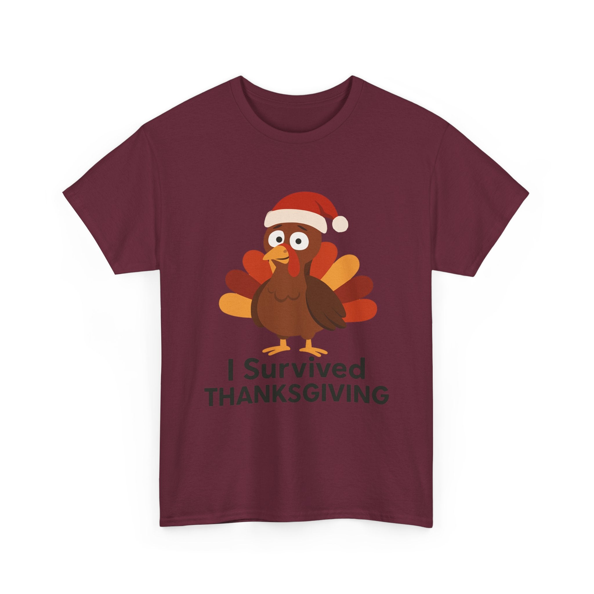 I Survived Thanksgiving T-Shirt | Funny Turkey Christmas Graphic Tee | Holiday Survivor Gift | Gildan 5000