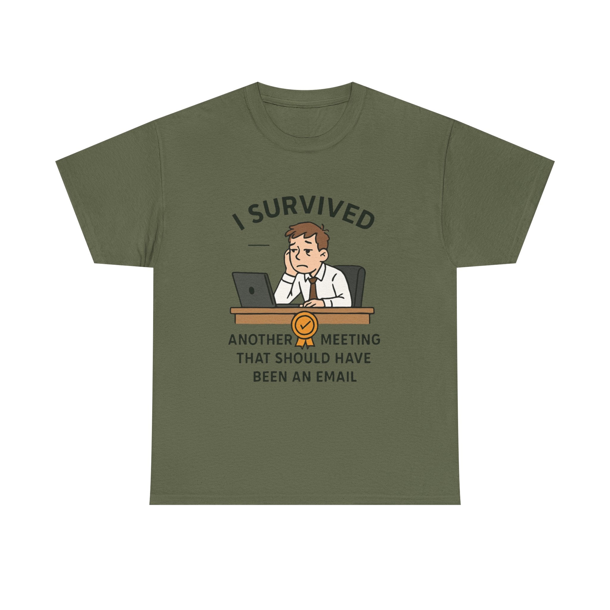 Office Humor T-Shirt: "Survived Another Meeting" Funny Work Graphic Tee