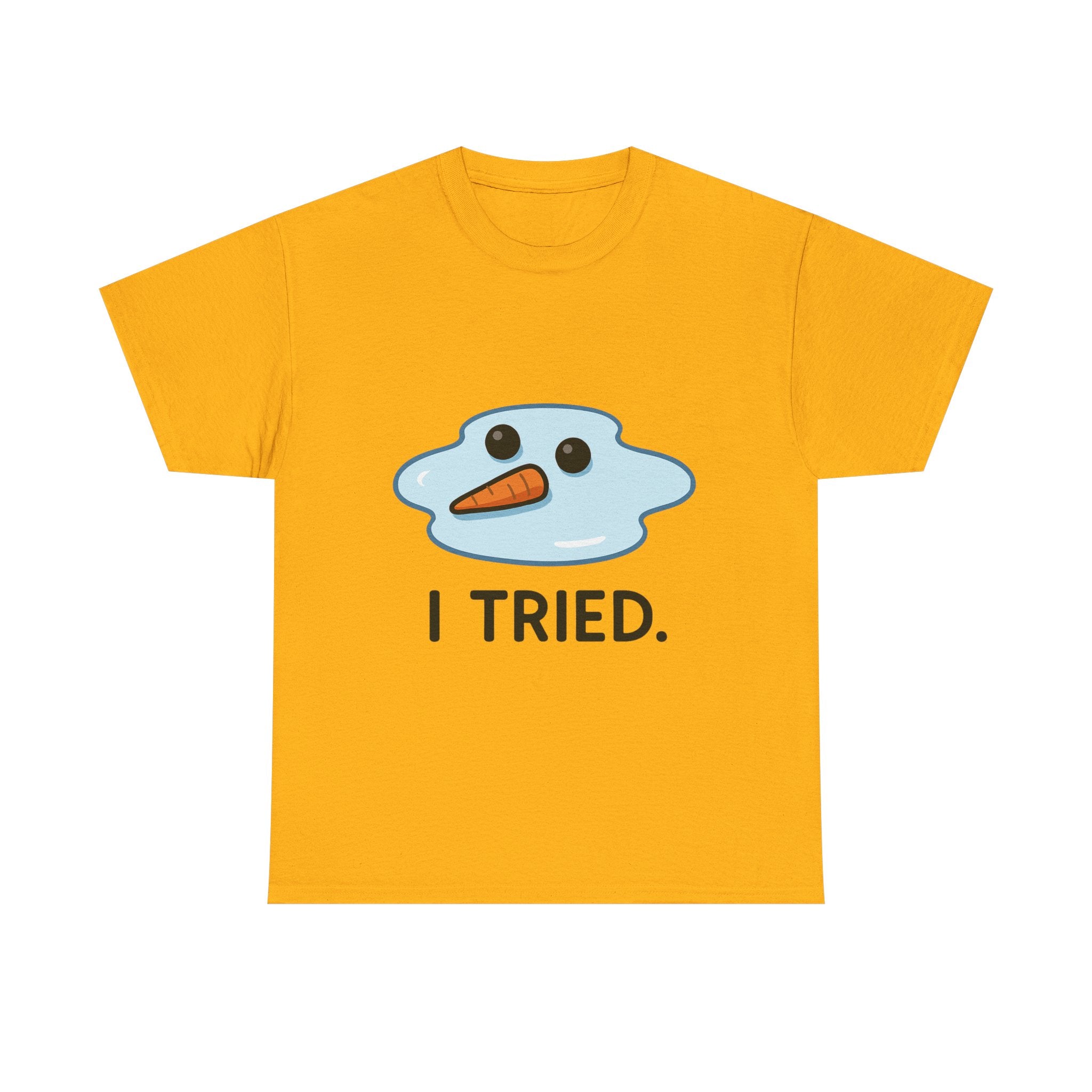 I Tried T-Shirt | Funny Melted Snowman Graphic Tee | Relatable Holiday Humor Gift | Gildan 5000
