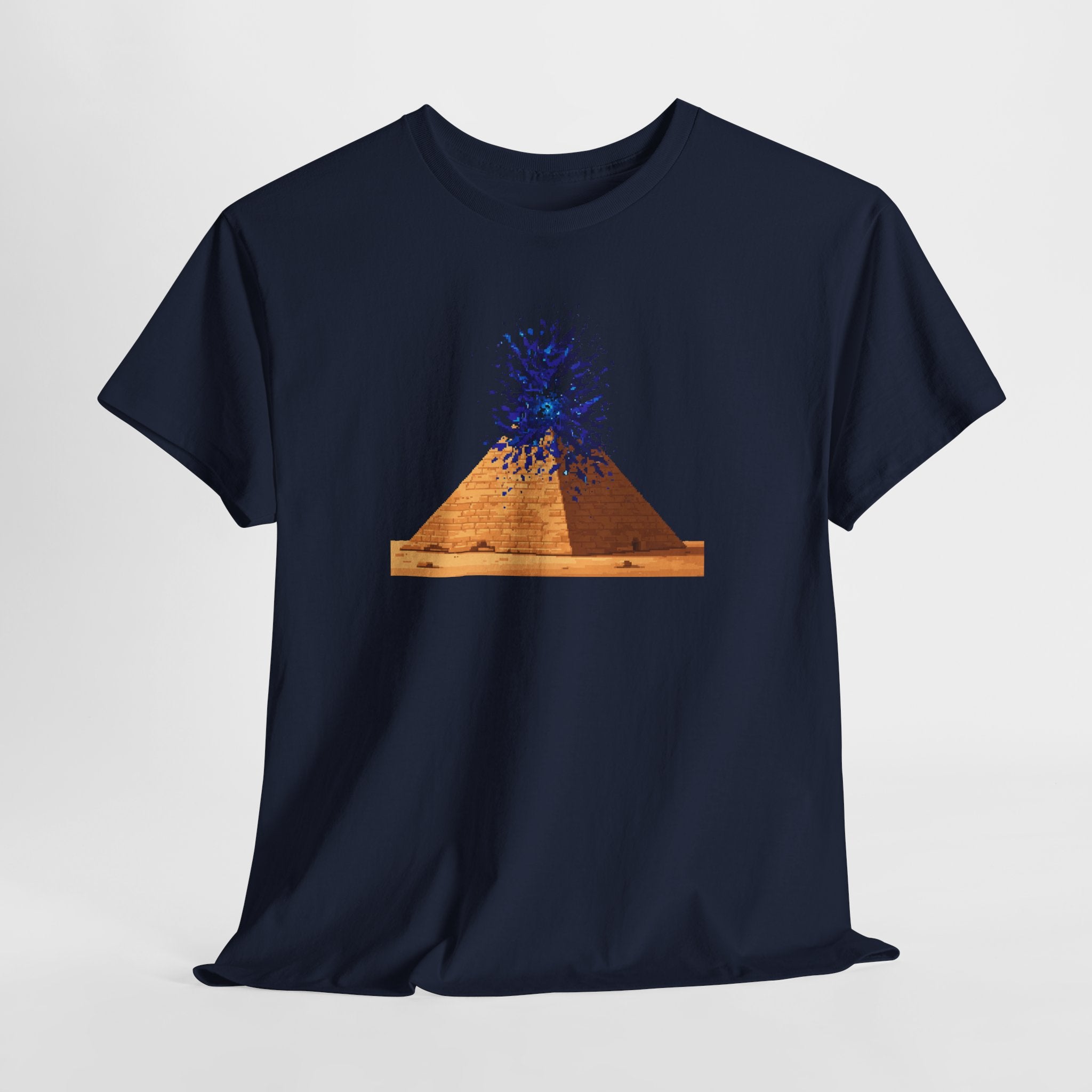 Exploding Pyramid T-Shirt | Pixel Art Sci-Fi Egypt Tee | Ancient Alien Graphic Shirt | Retro Gaming Gift | Gildan 5000