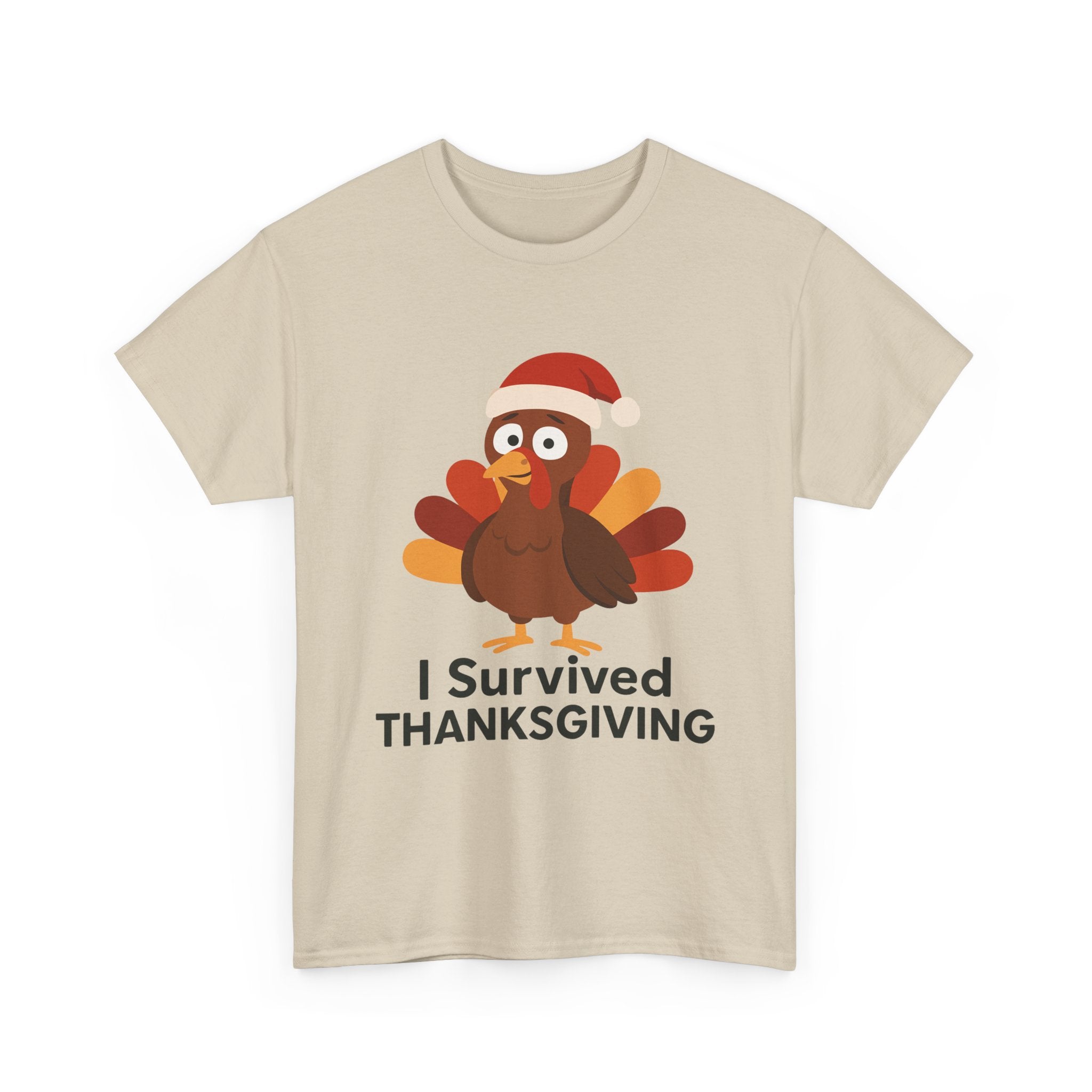 I Survived Thanksgiving T-Shirt | Funny Turkey Christmas Graphic Tee | Holiday Survivor Gift | Gildan 5000