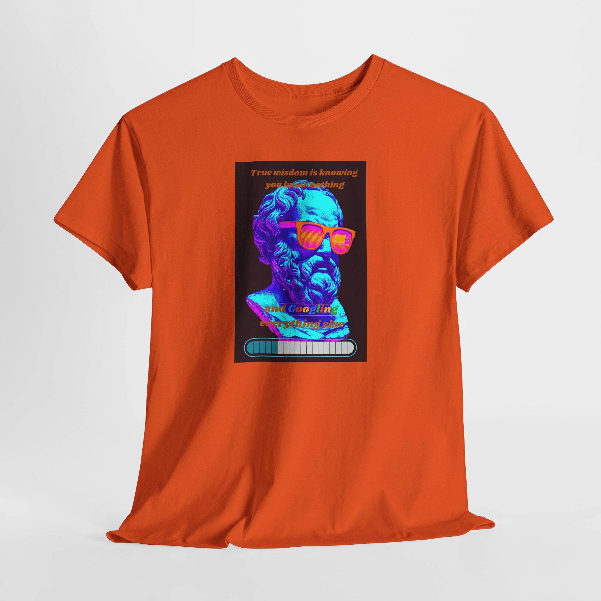 True Wisdom is Googling T-Shirt | Funny Socrates Meme Tee | Vaporwave Philosophy Shirt | Know Nothing Humor Apparel | Gildan 5000
