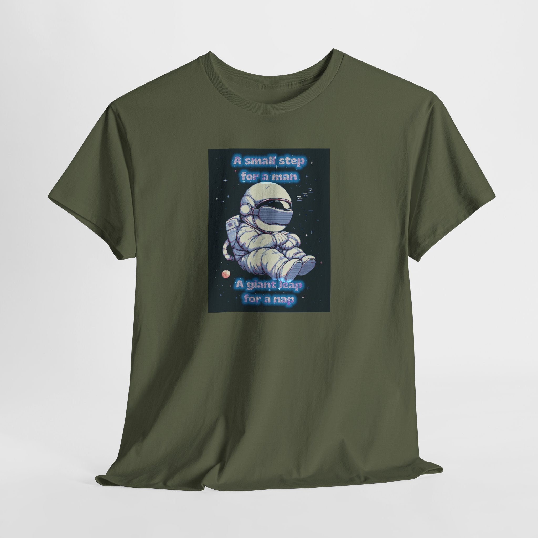Pixel Art Astronaut Nap Tee: A Giant Leap for a Nap | Funny Space Humor T-Shirt
