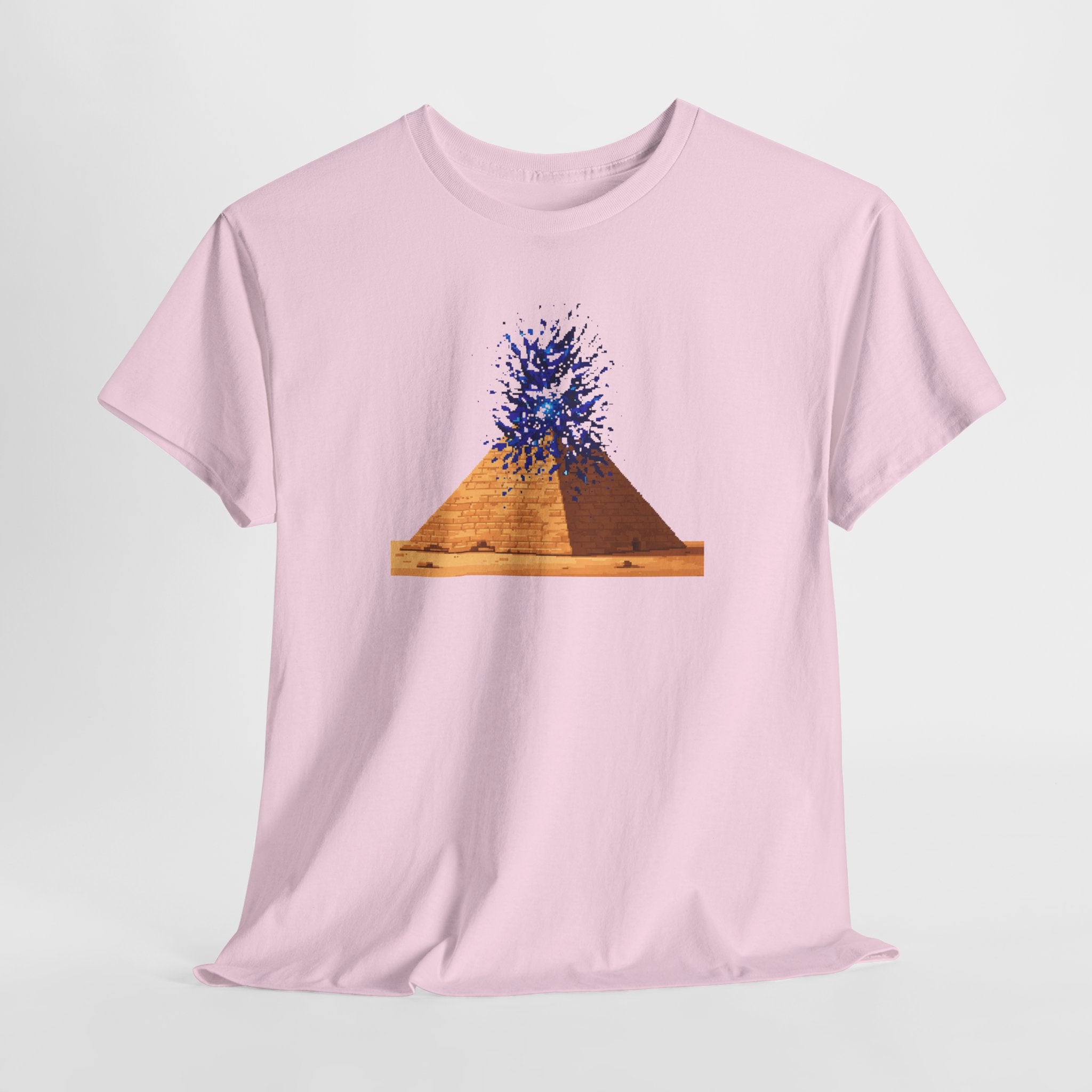 Exploding Pyramid T-Shirt | Pixel Art Sci-Fi Egypt Tee | Ancient Alien Graphic Shirt | Retro Gaming Gift | Gildan 5000