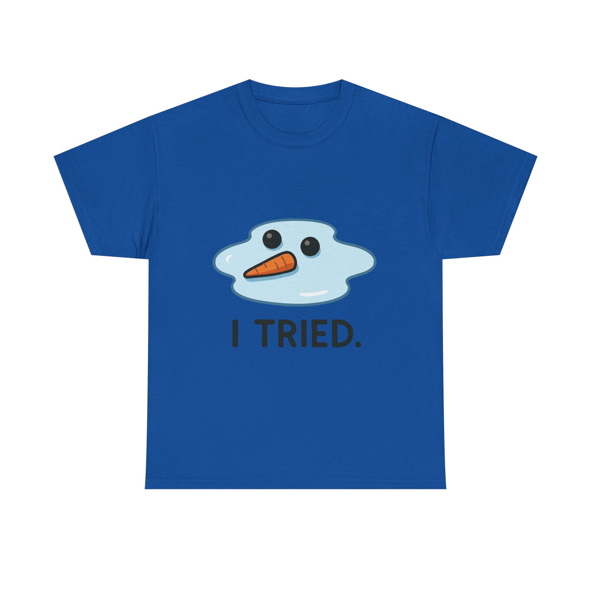 I Tried T-Shirt | Funny Melted Snowman Graphic Tee | Relatable Holiday Humor Gift | Gildan 5000